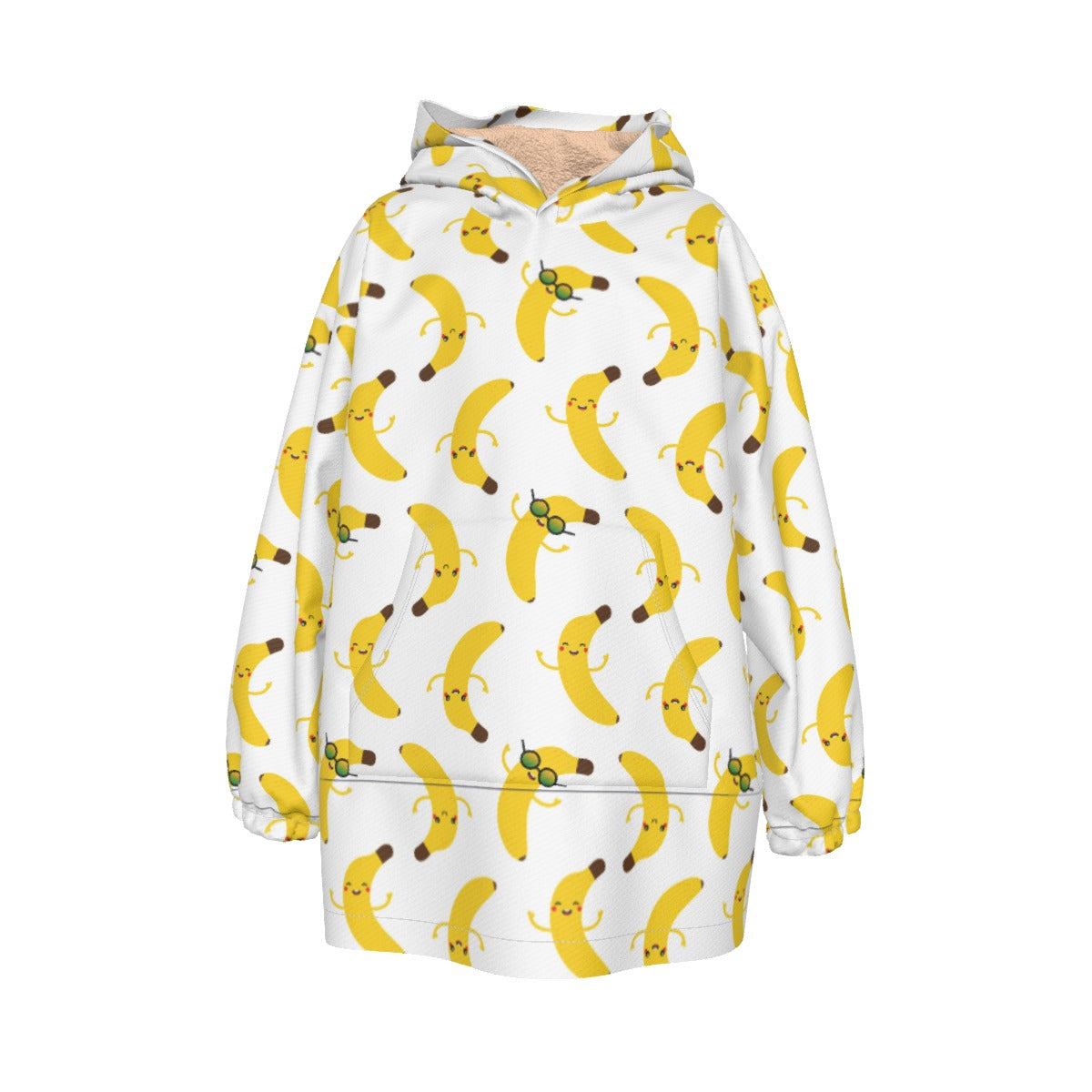 Kid's Sherpa Fleece Hoodie Blanket - Going Bananas