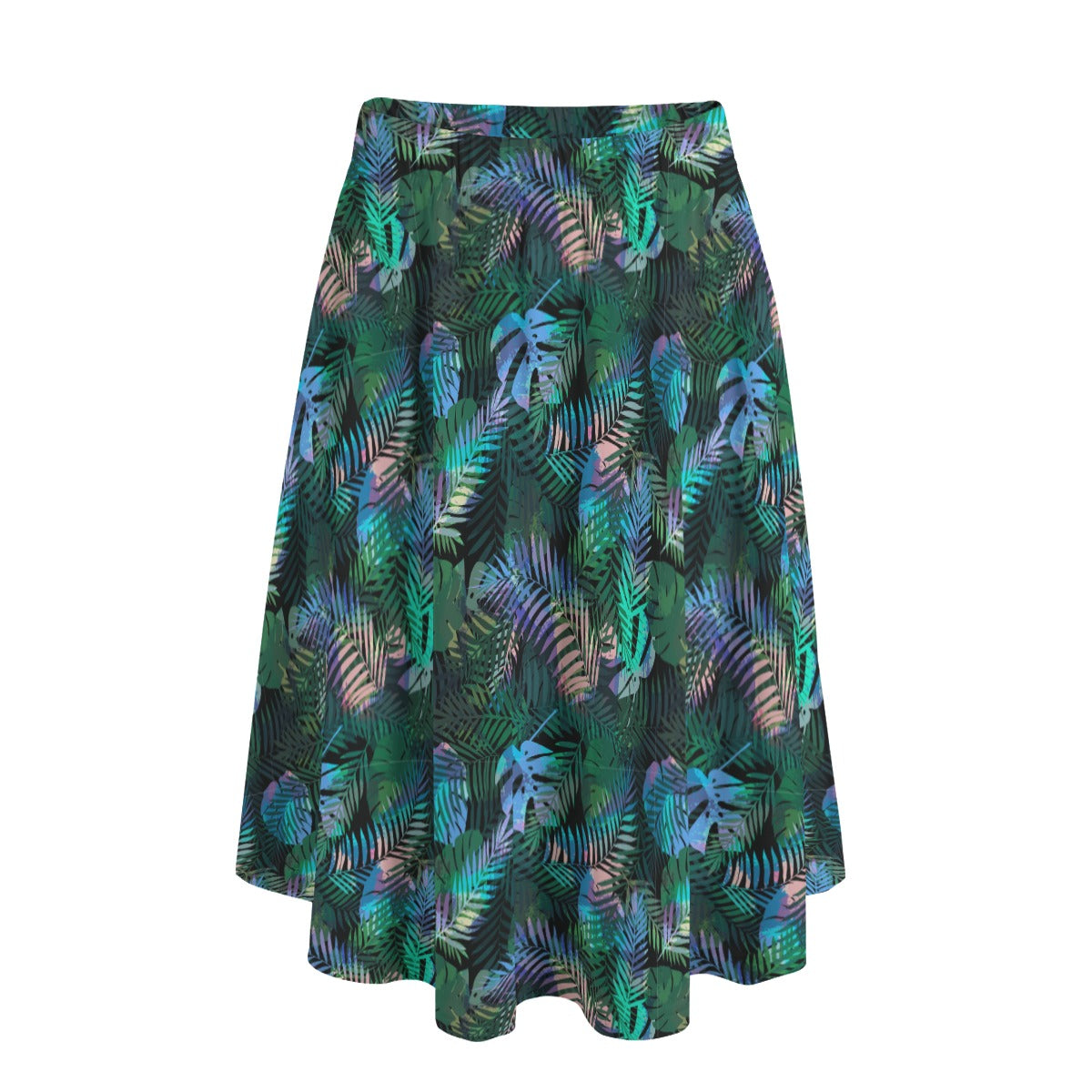 Printed Maxi Skirt with Pockets - Tropical Print in Peacock