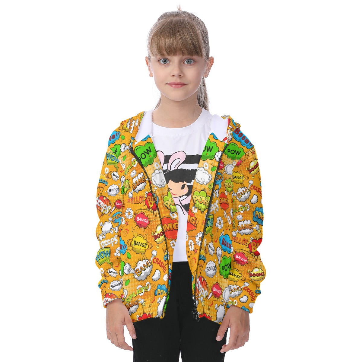 Kid's Heavy Fleece Zip Up Hoodie - Comic Book Chaos