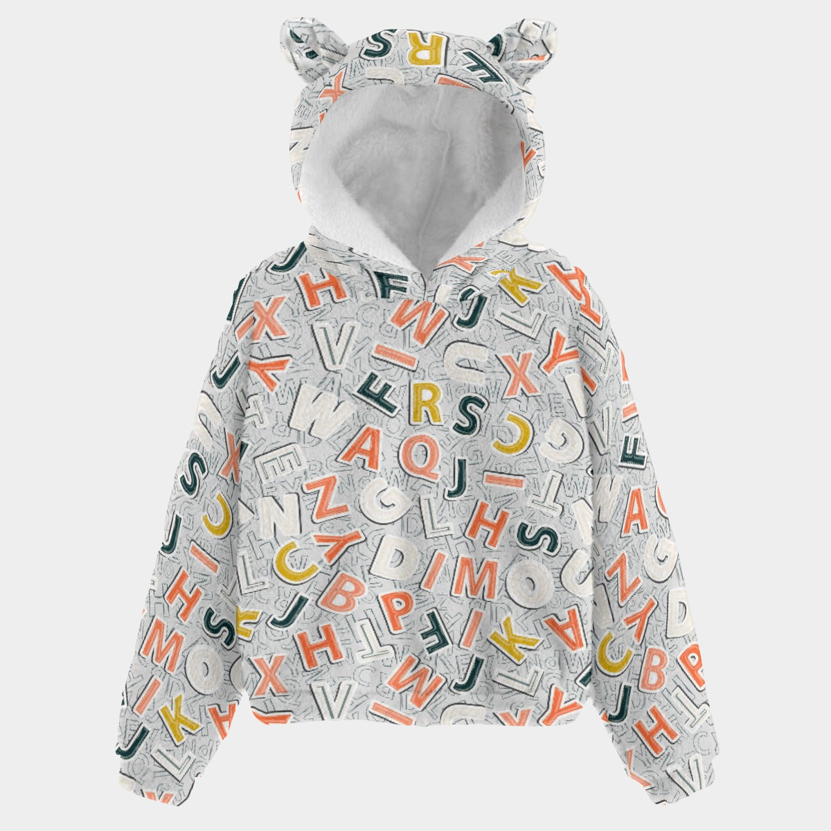 Kid’s Borg Fleece Sweatshirt With Ears - Alphabet Soup