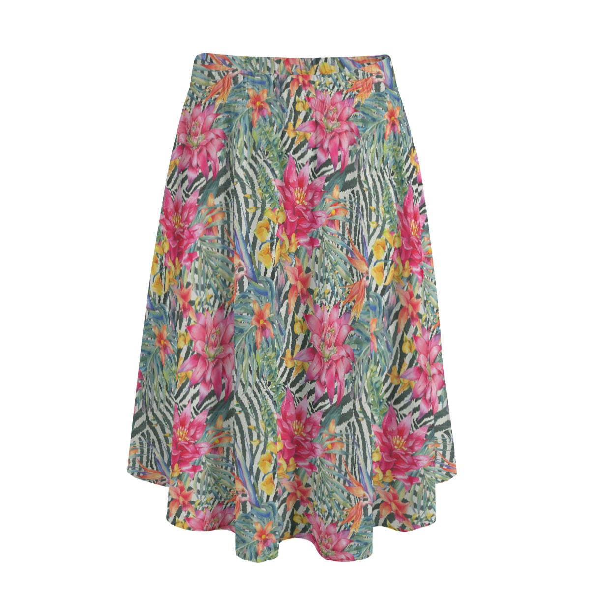 Printed Maxi Skirt with Pockets - Bromeliad & Zebra