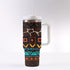 40oz Stainless Steel "Stanley" Tumbler With Handle - African Print (Giraffe)