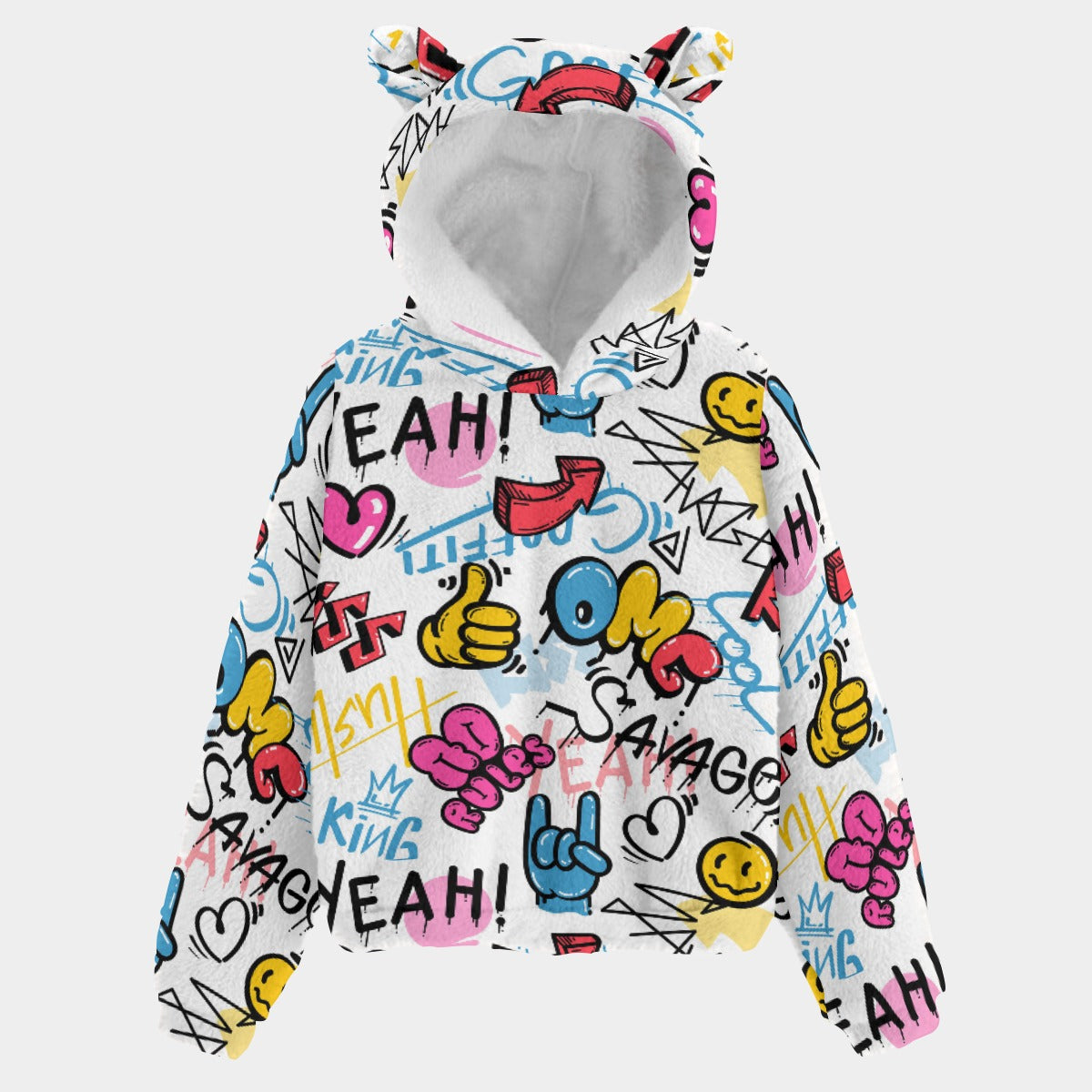 Kid’s Borg Fleece Sweatshirt With Ears - Graffiti