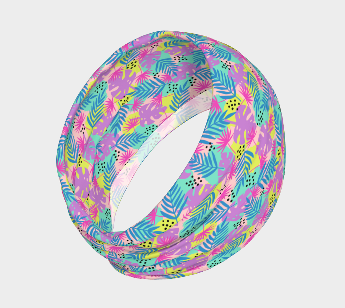 Bandeau en tissu enveloppant - Imprimé tropical en néon