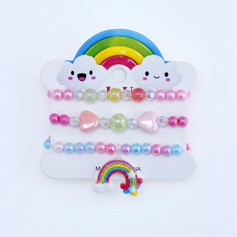 Ensemble de bracelets de perles en résine acrylique en forme d'arc-en-ciel 