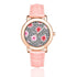 Women's Rose Gold Leather Strap Watch - Hibiscus & Leopard