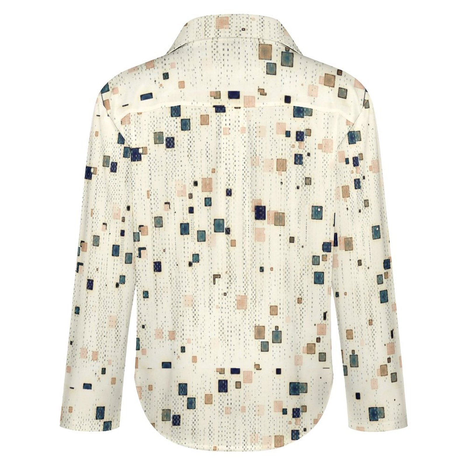 Women's Irregular Hem Button-Up Shirt - Squares