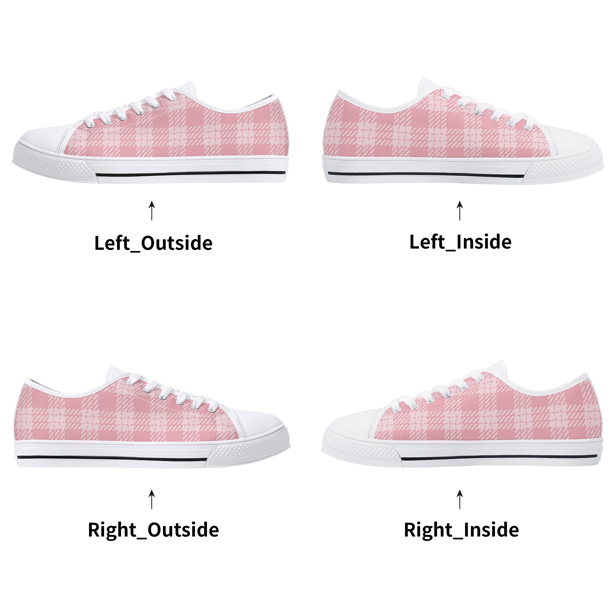 Zapatos de lona ligeros y bajos para mujer - Cuadros rosados