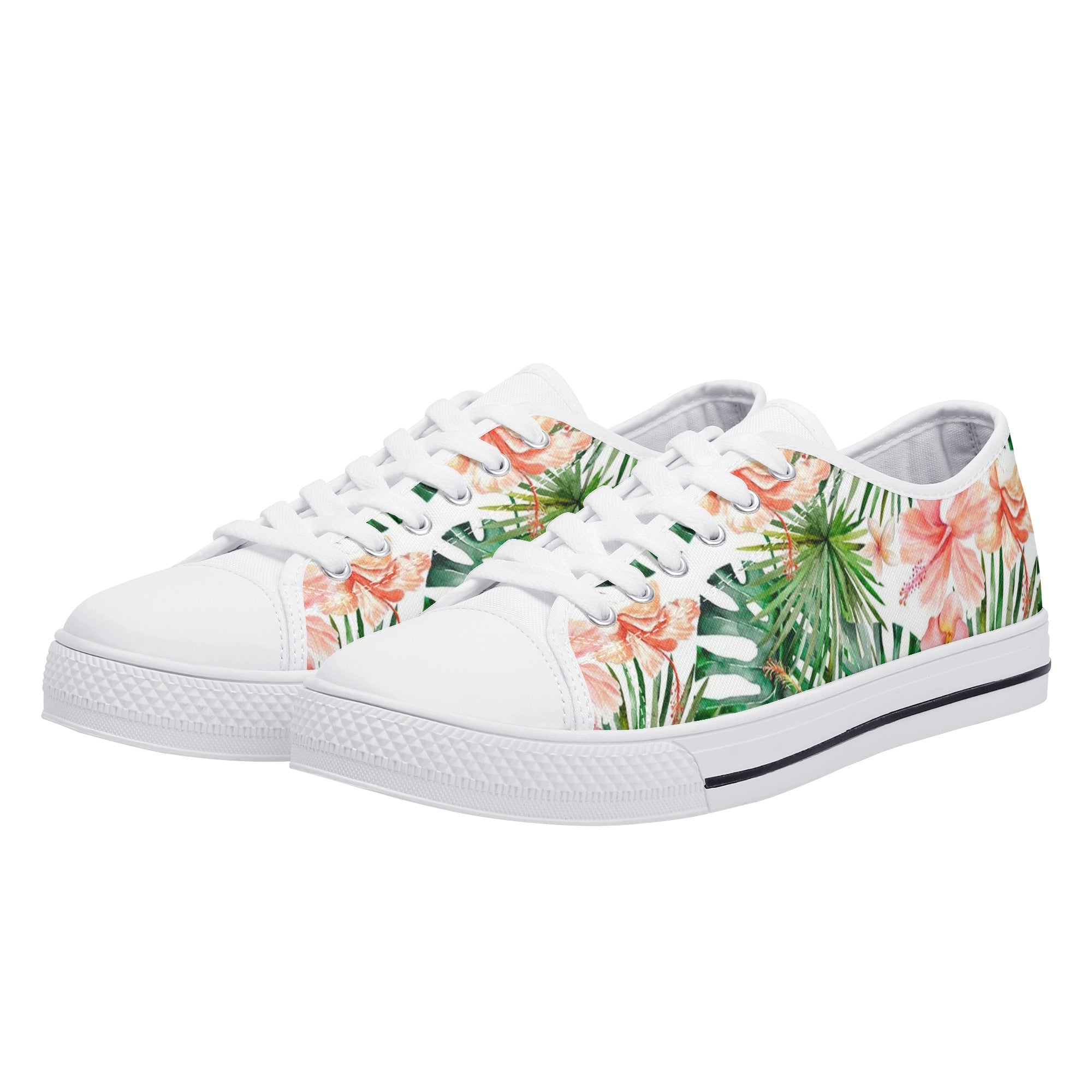 Womens Lightweight Low Top Canvas Shoes - Hibiscus