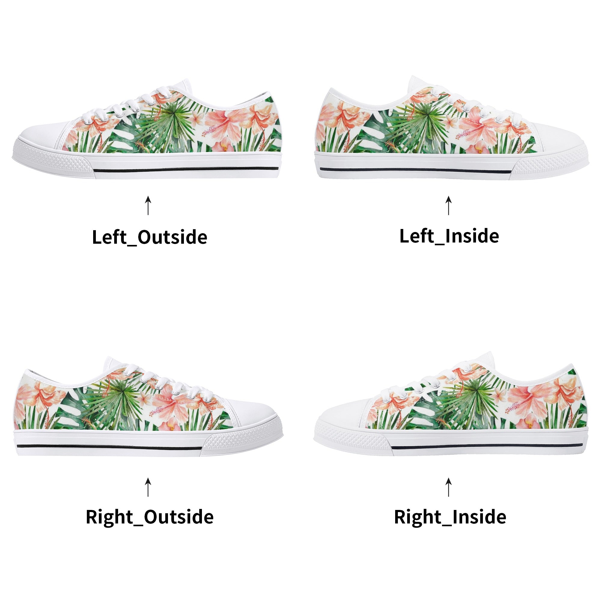 Womens Lightweight Low Top Canvas Shoes - Hibiscus