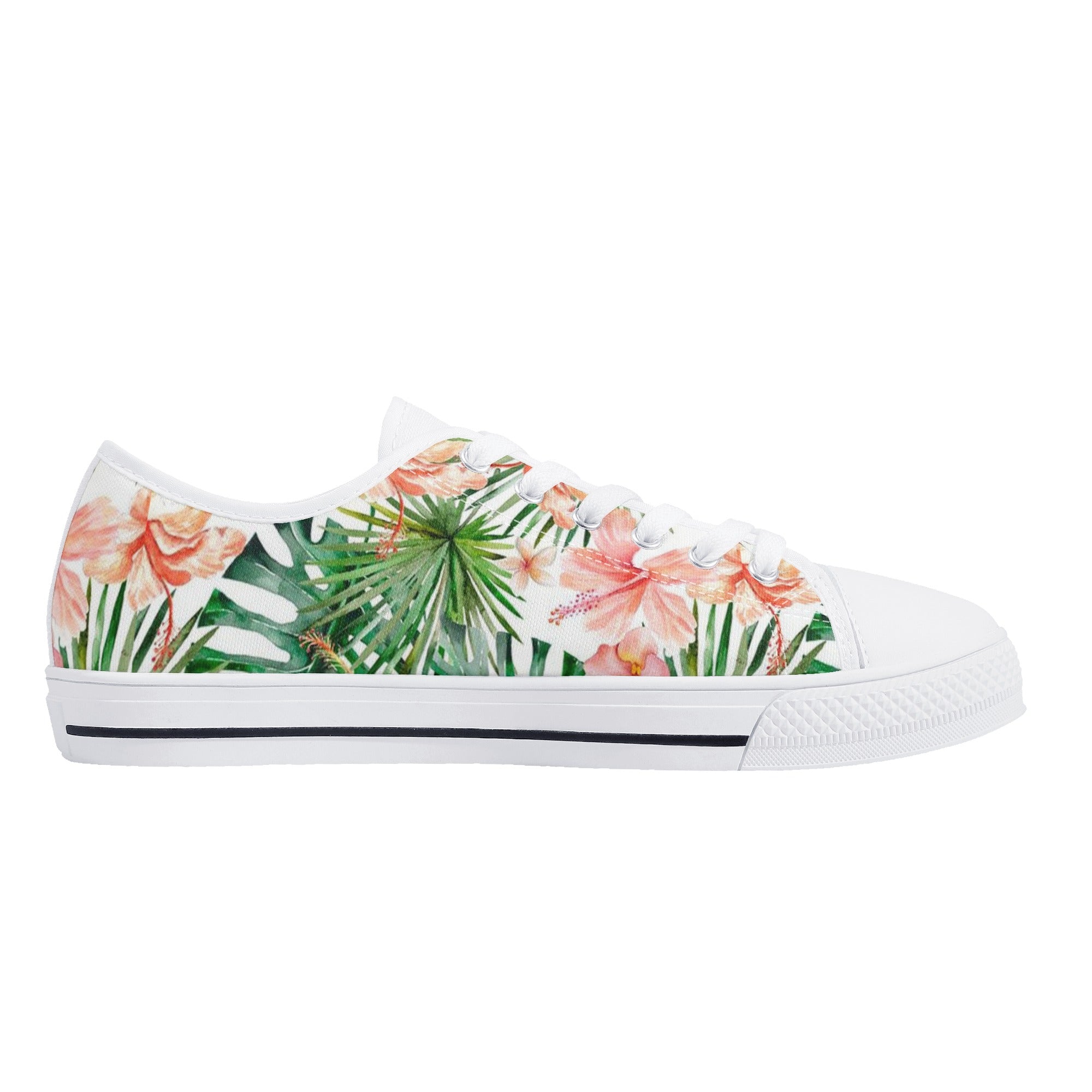 Womens Lightweight Low Top Canvas Shoes - Hibiscus