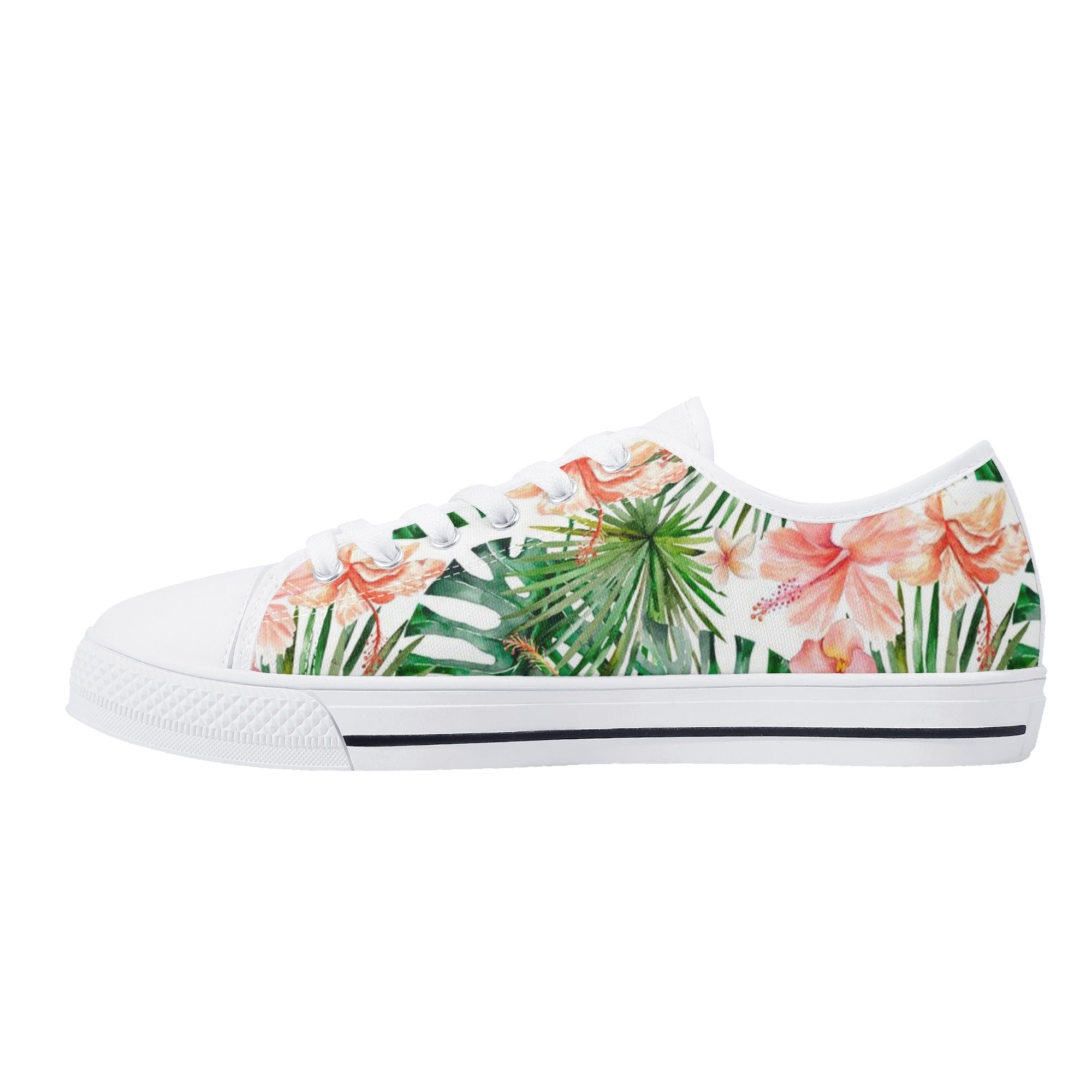 Womens Lightweight Low Top Canvas Shoes - Hibiscus