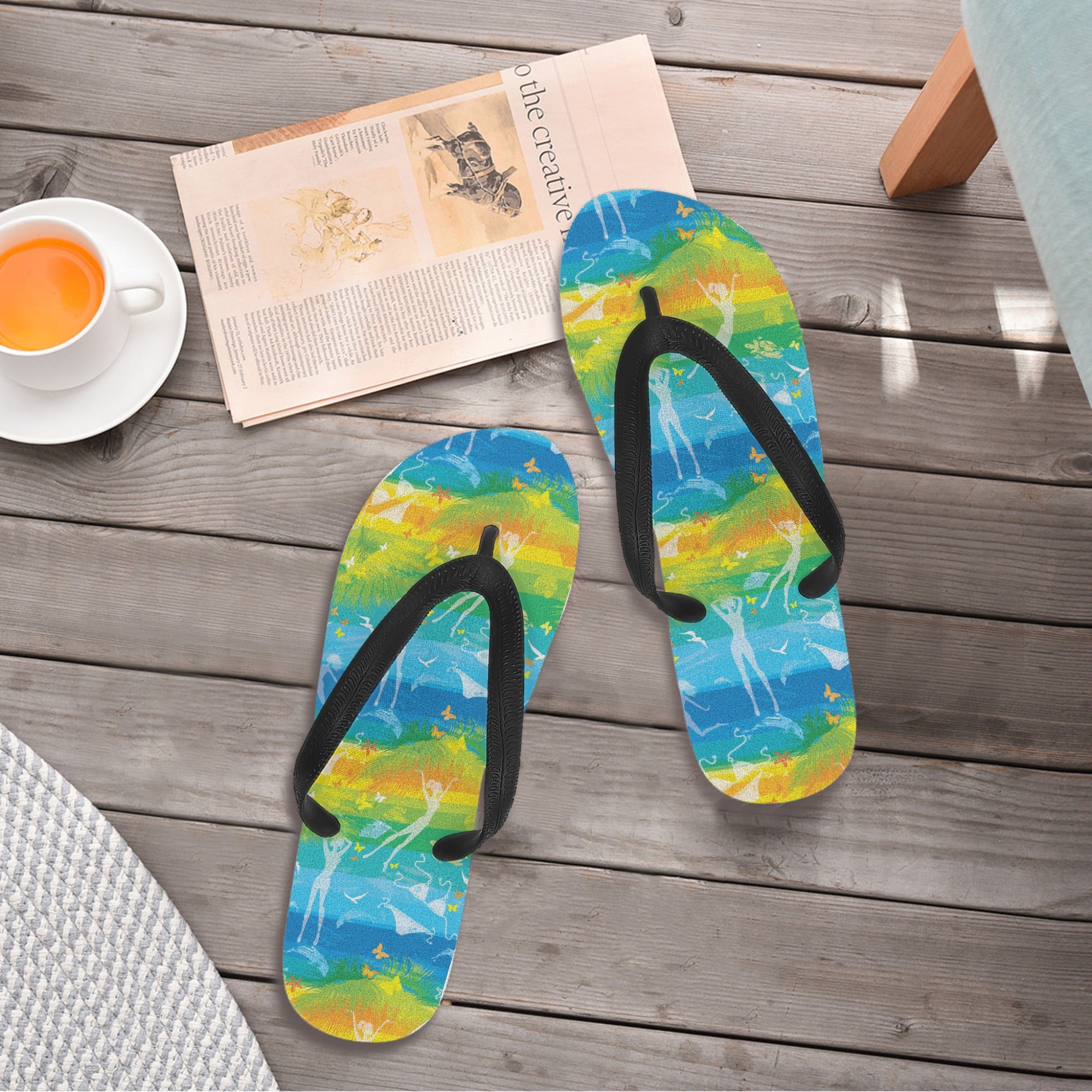 Womens Flip Flops - Frolic by the Seashore