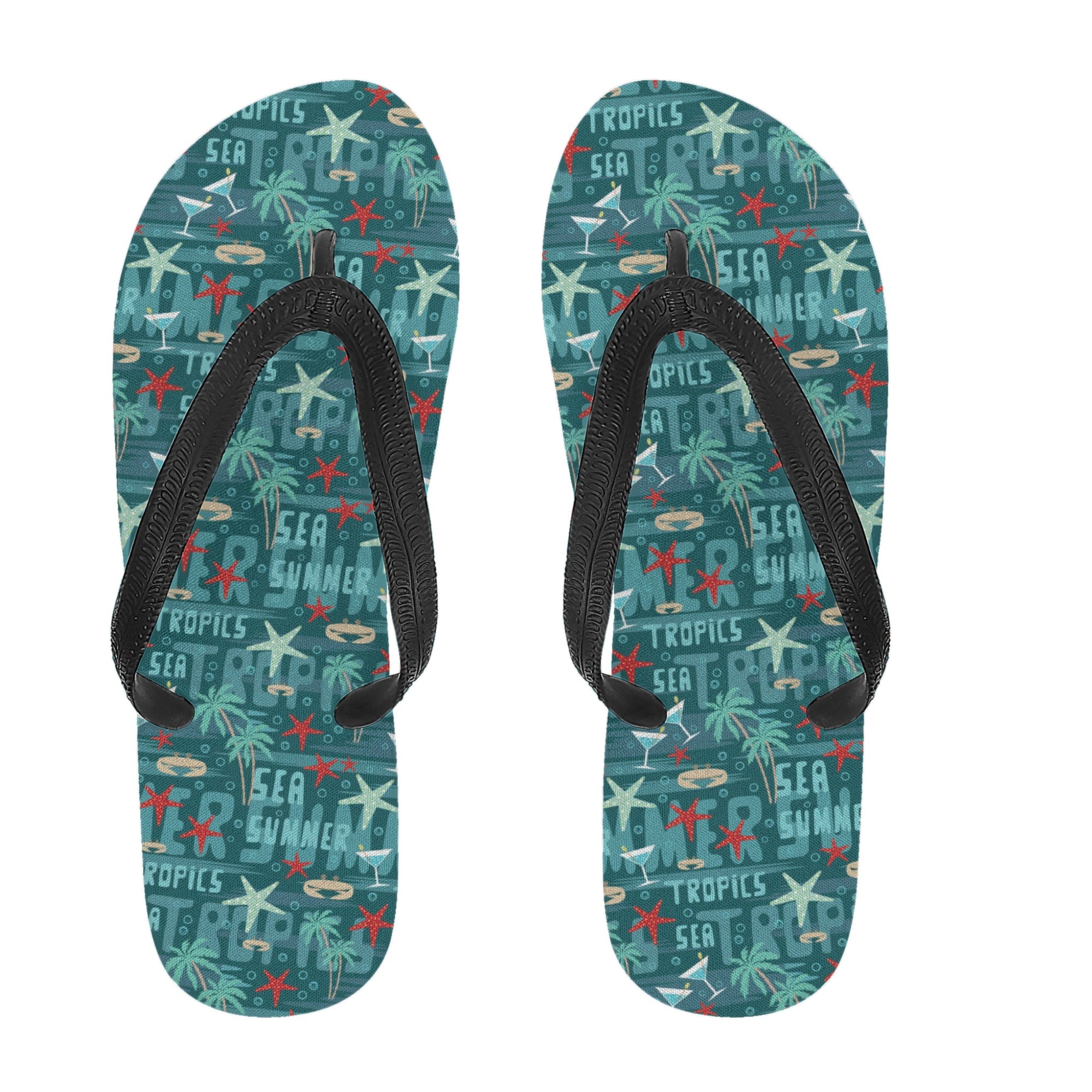 Mens Flip Flops - Summer by the Sea (Green)