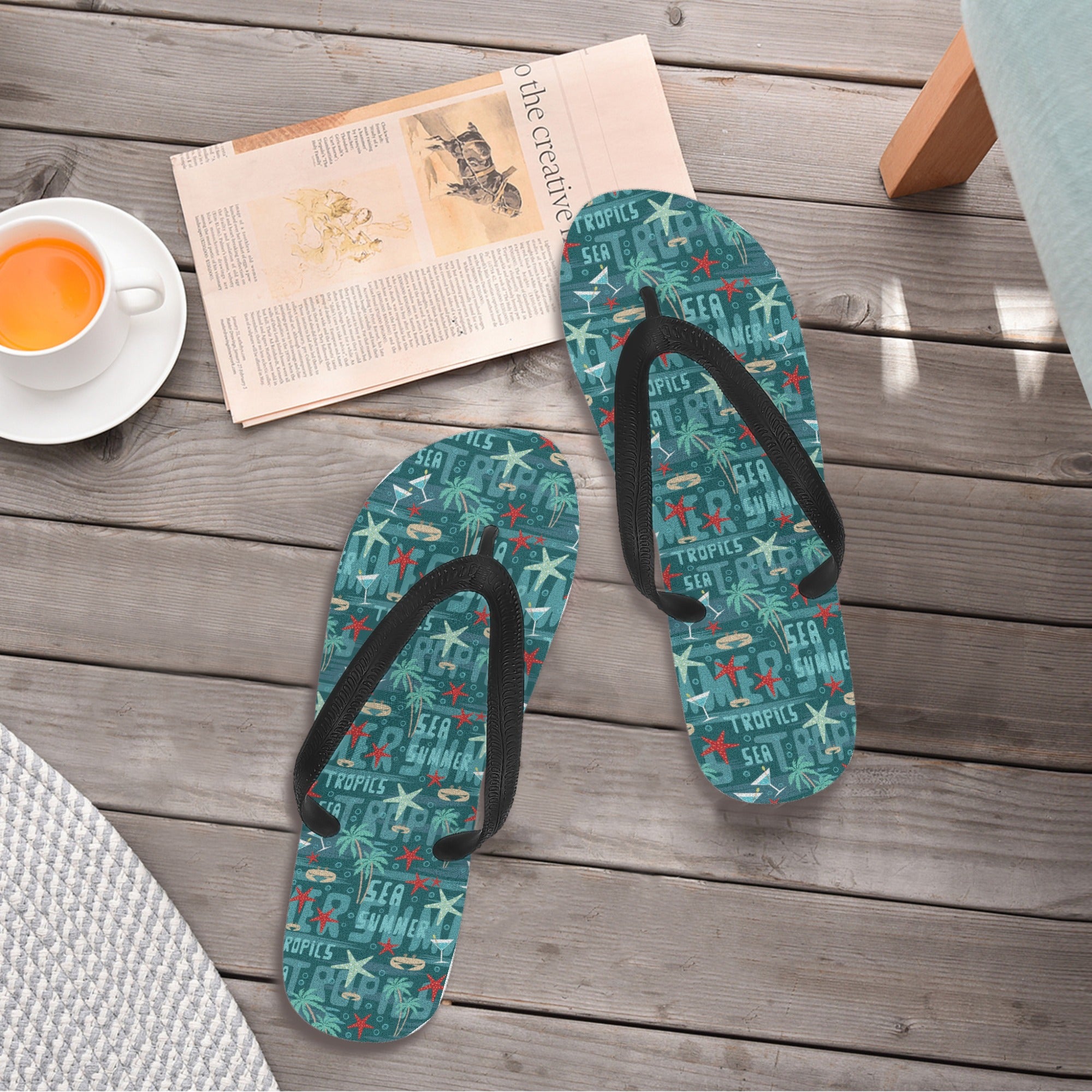 Chanclas para hombre - Verano junto al mar (verde)