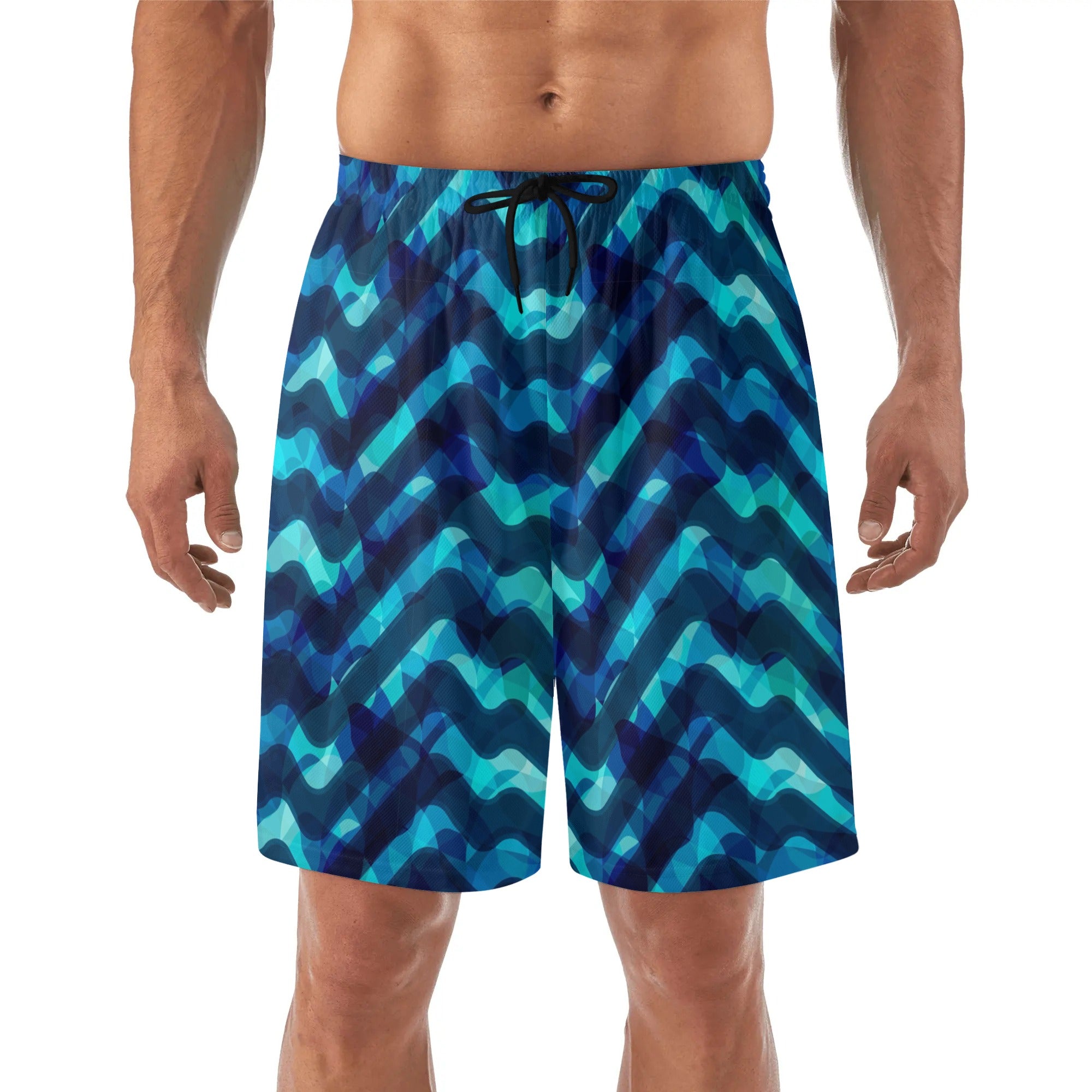 Mens Lightweight Hawaiian Beach Shorts - Waves