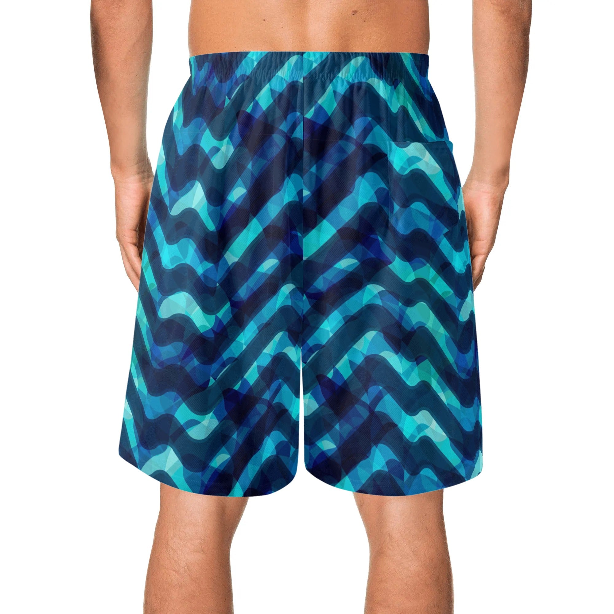 Mens Lightweight Hawaiian Beach Shorts - Waves