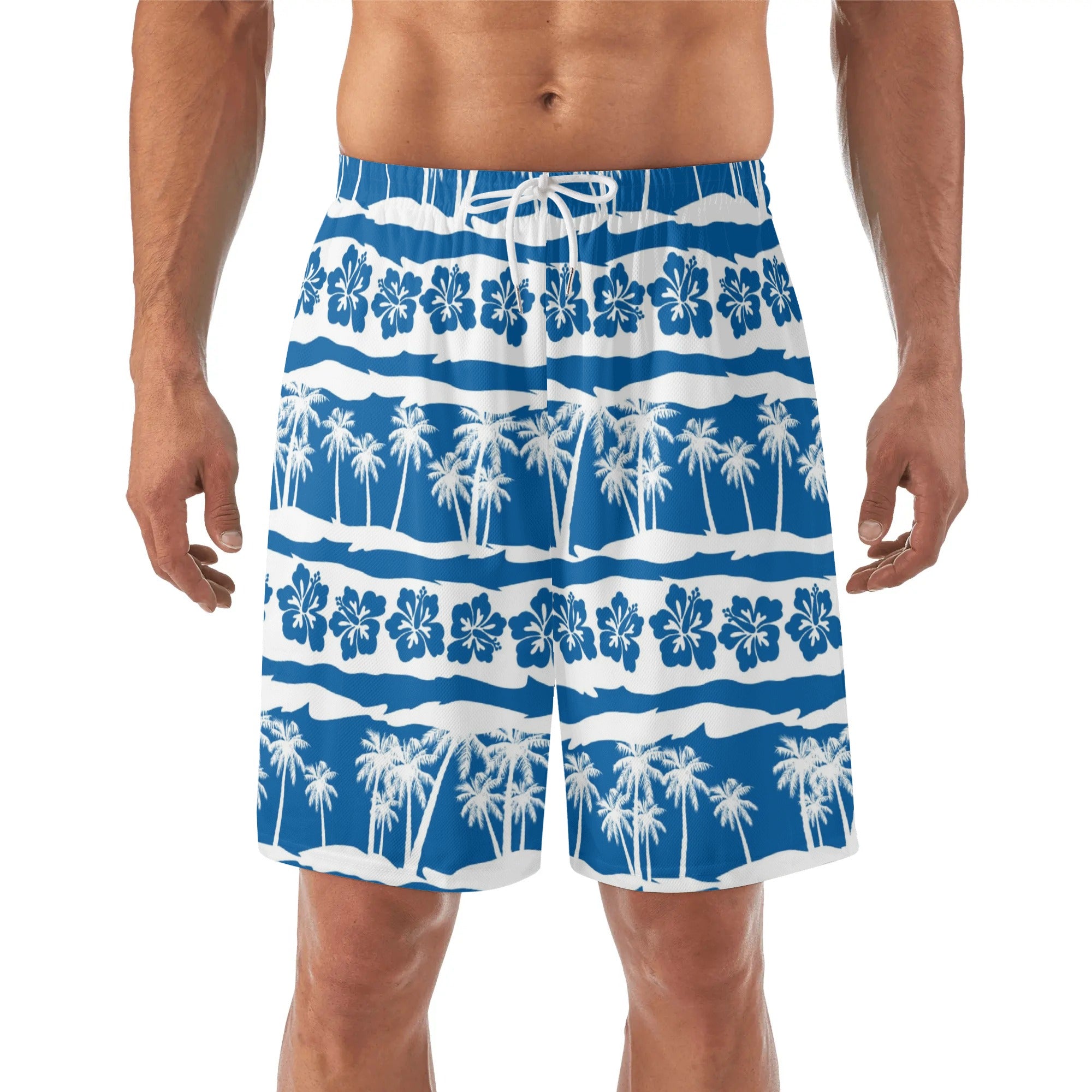 Short de plage hawaïen léger pour hommes - Bleu Hawaï