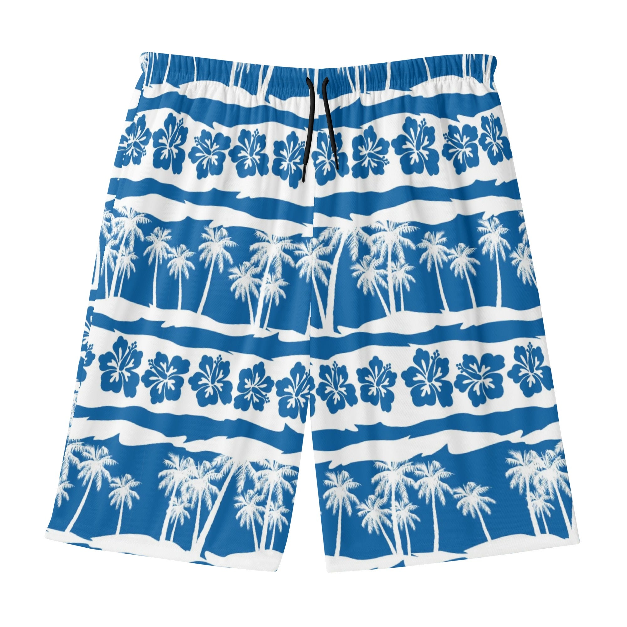 Mens Lightweight Hawaiian Beach Shorts - Blue Hawaii