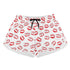 Womens Printed Beach Shorts - Lipstick Kisses