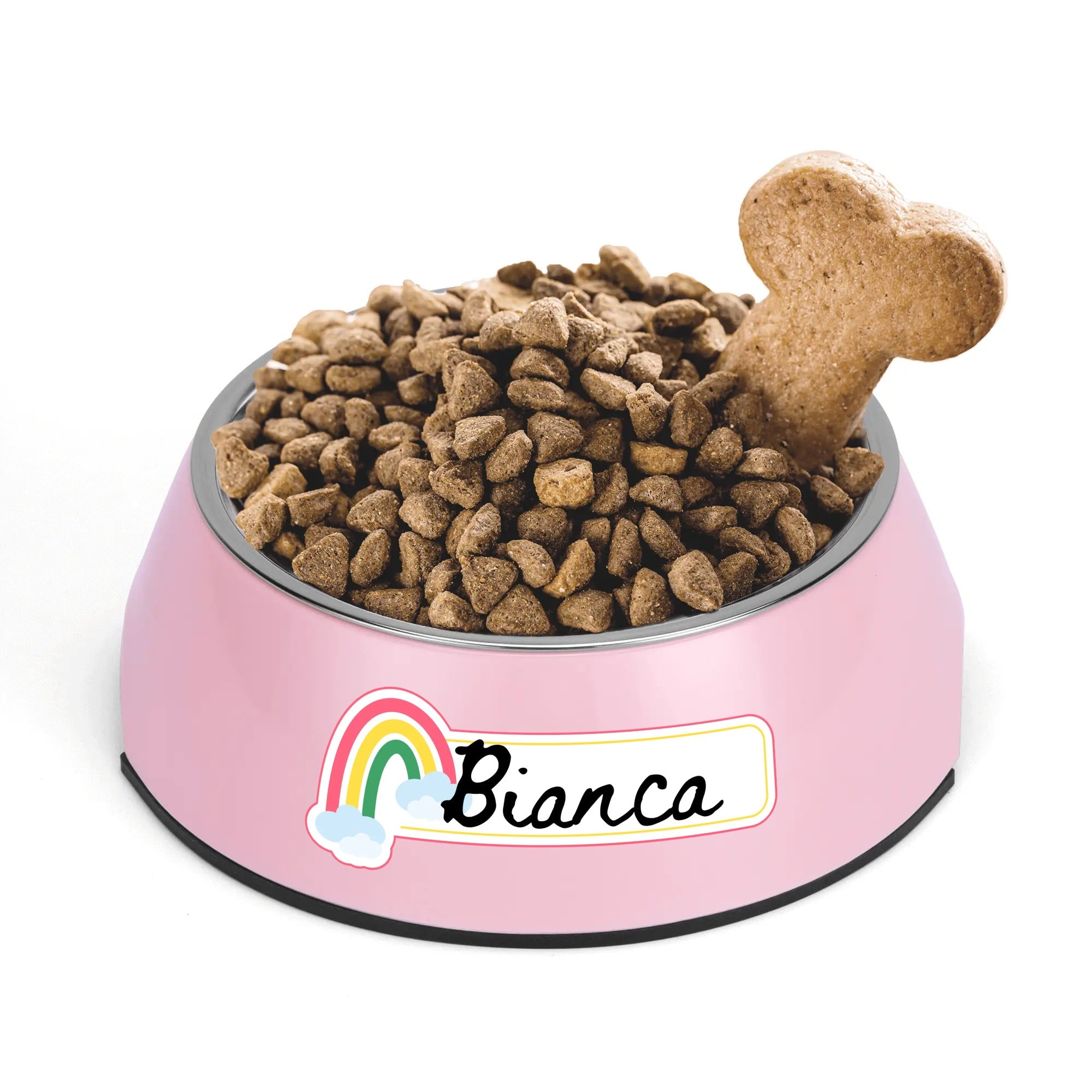 Stainless Steel Pet Bowl with Custom Name Plate
