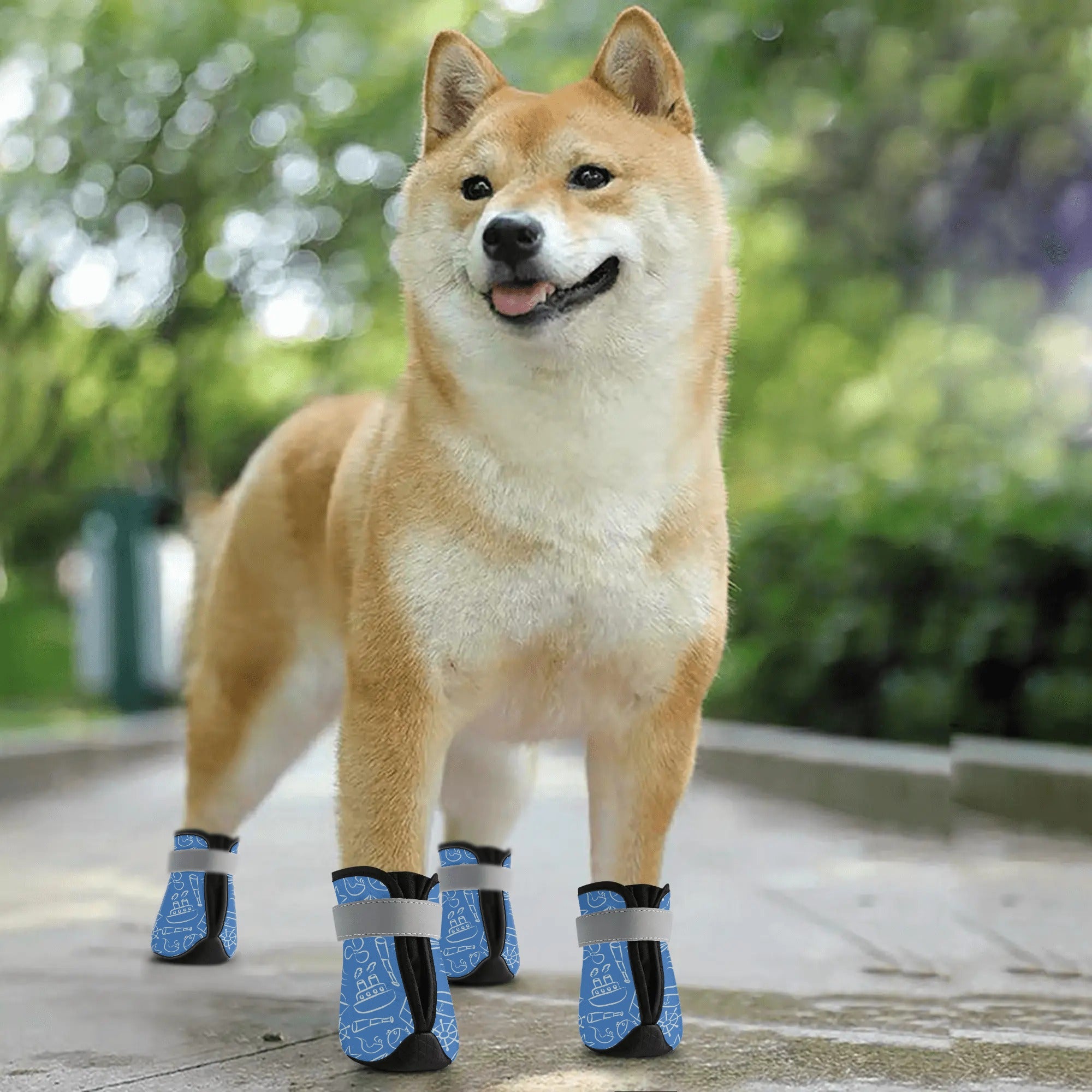 Chaussettes antidérapantes pour chien - Imprimé nautique en cobalt