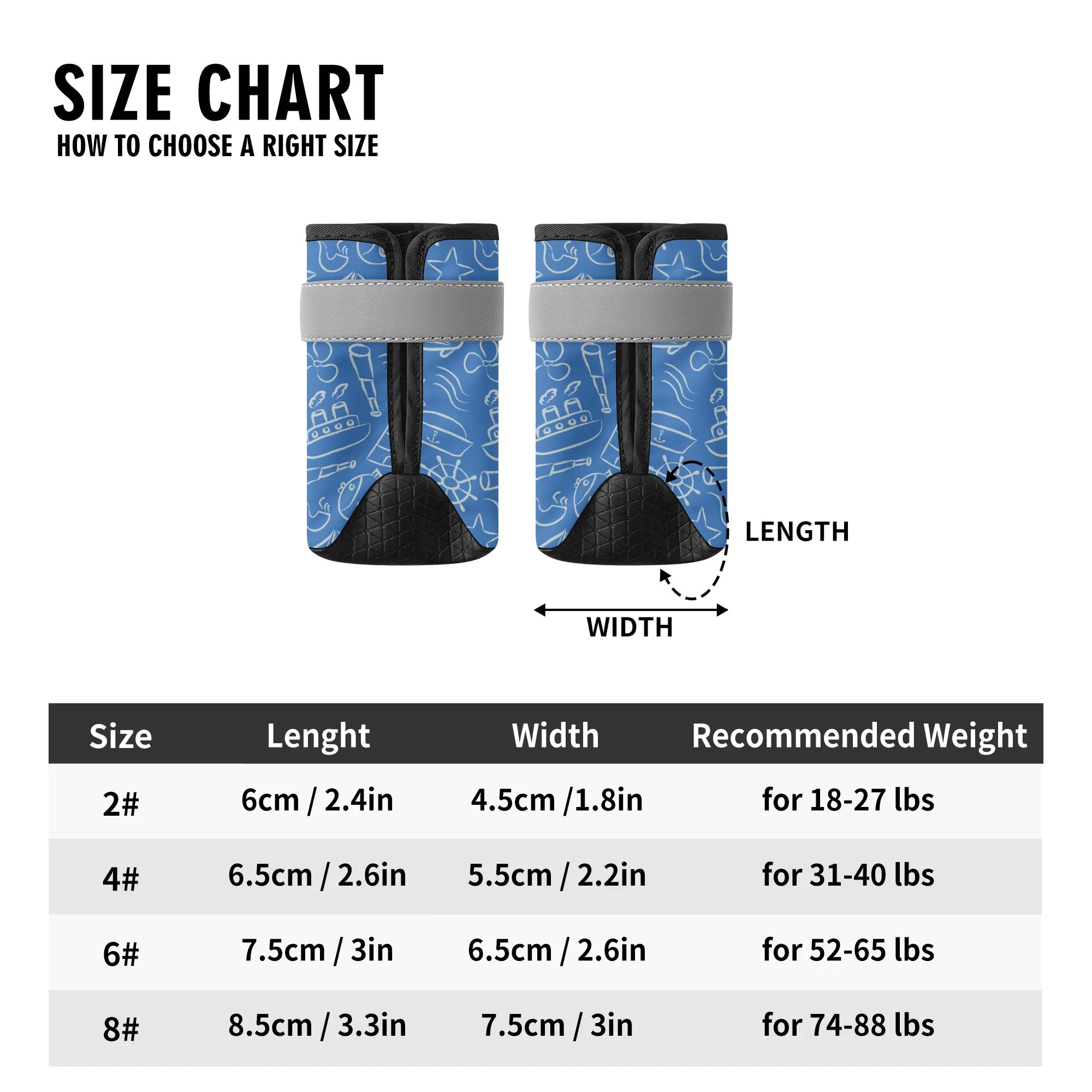 Non-Slip Dog Socks - Nautical Print in Cobalt