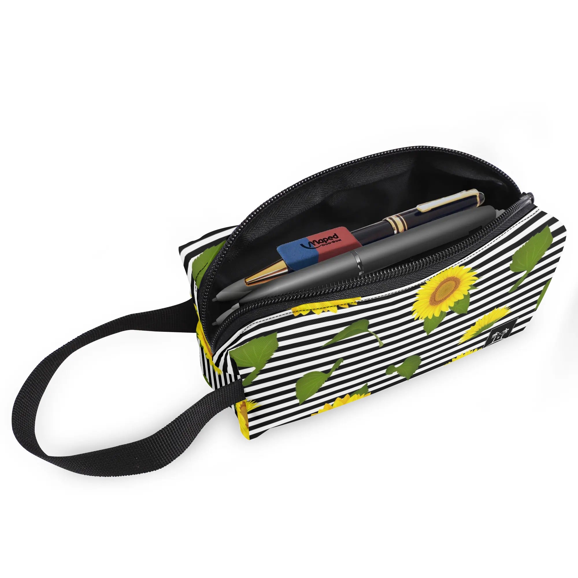 Printed Polyester Wristlet Purse - Sunflowers & Stripes