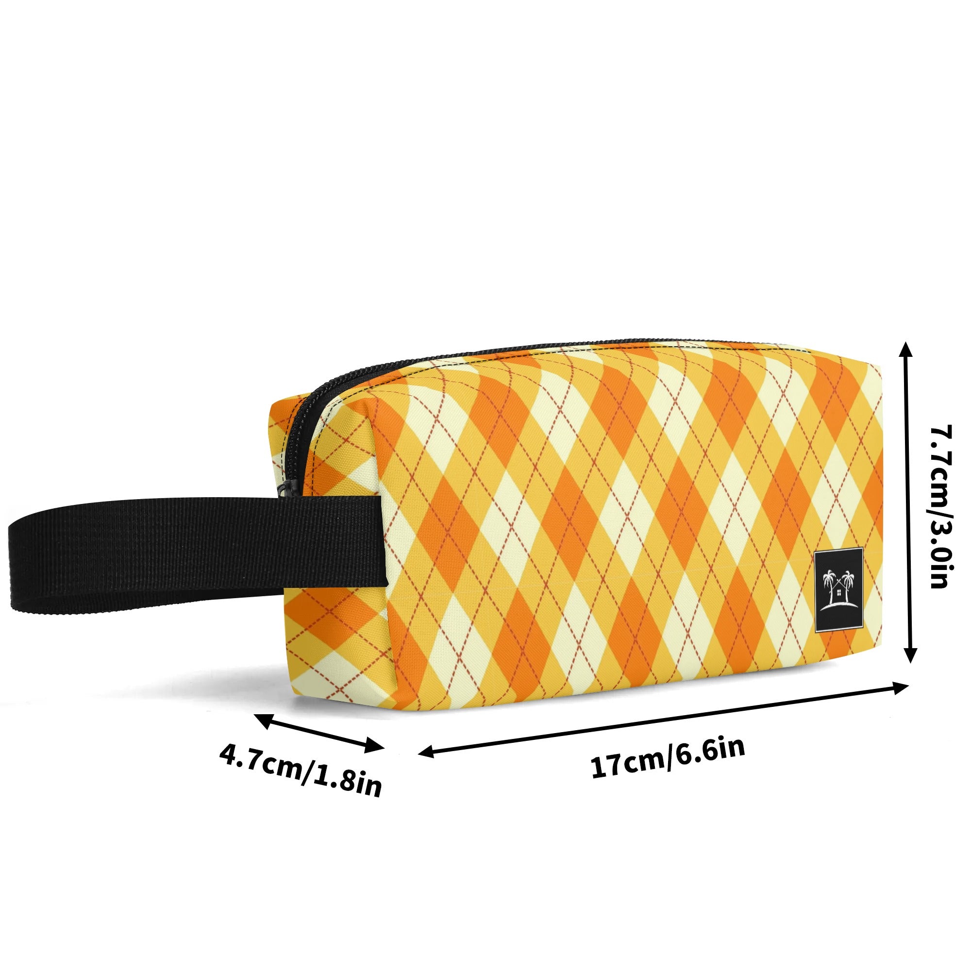 Printed Polyester Wristlet Purse - Orange Argyle