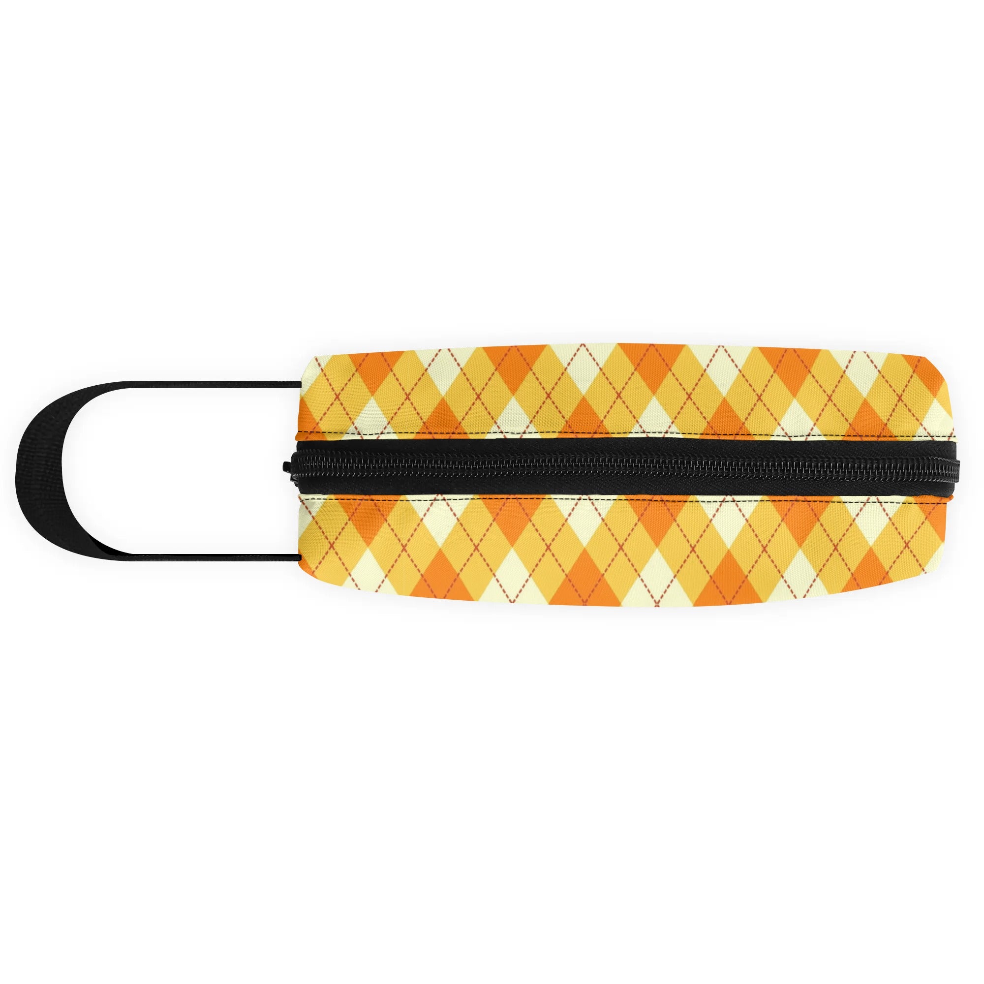 Printed Polyester Wristlet Purse - Orange Argyle