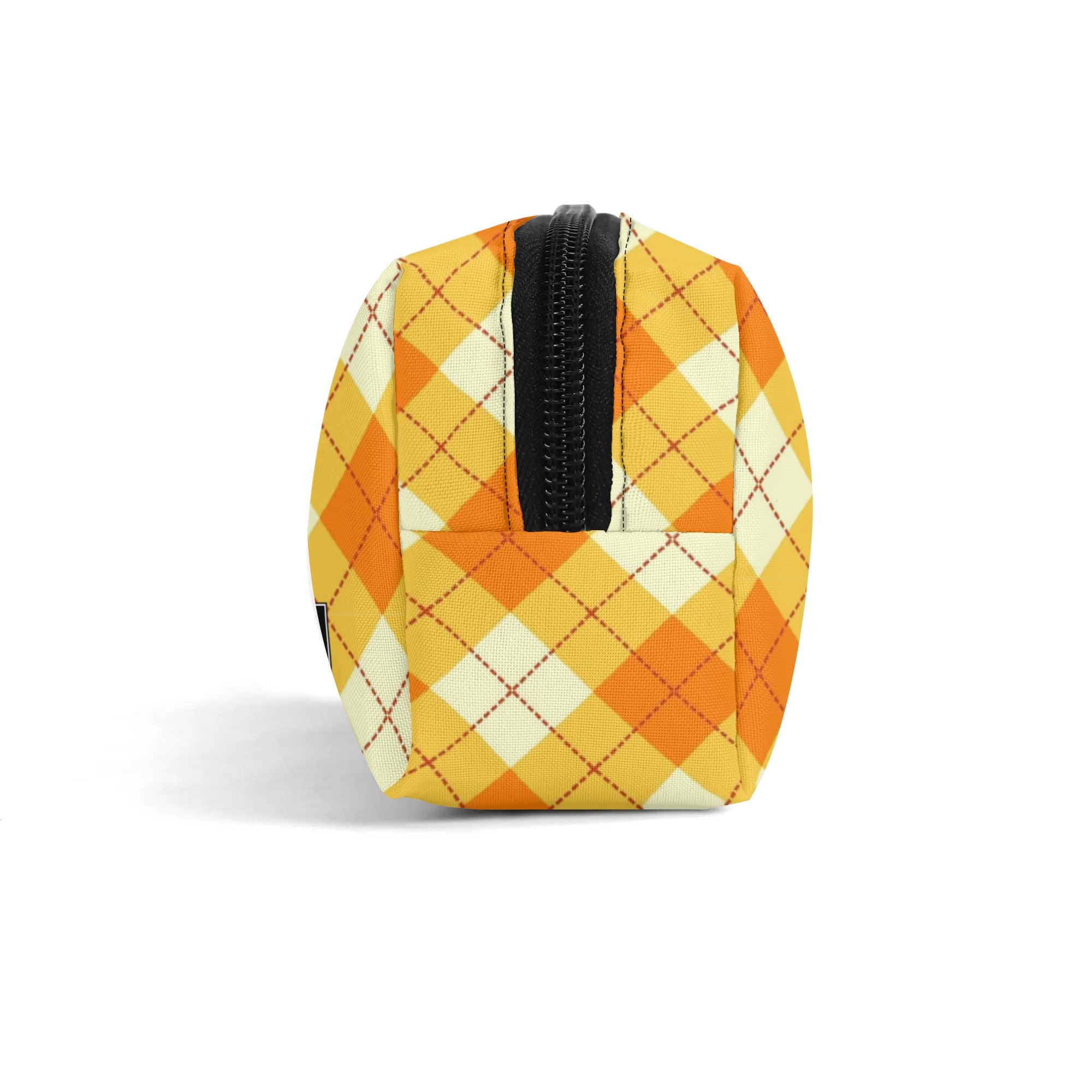 Printed Polyester Wristlet Purse - Orange Argyle