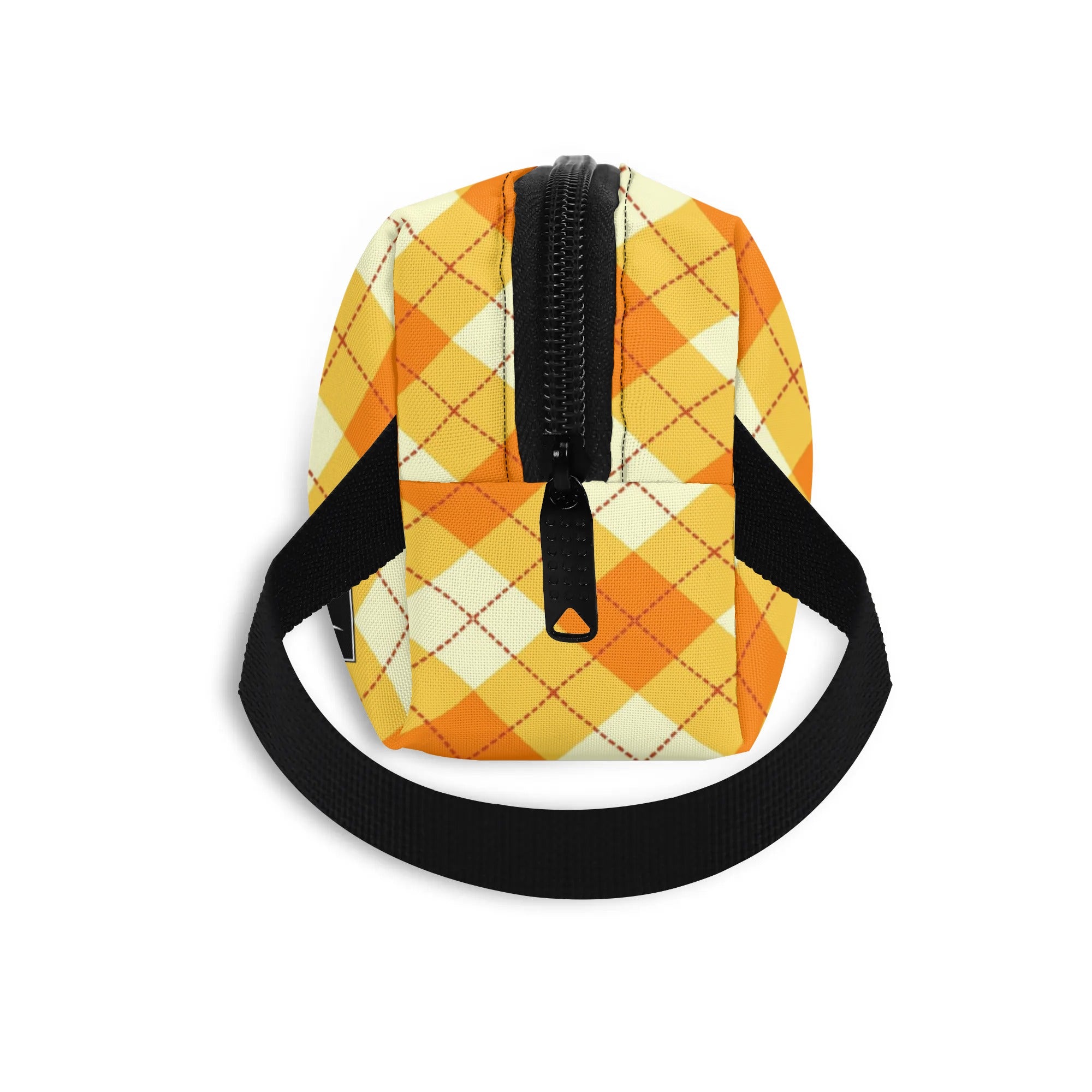 Printed Polyester Wristlet Purse - Orange Argyle