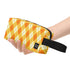 Printed Polyester Wristlet Purse - Orange Argyle