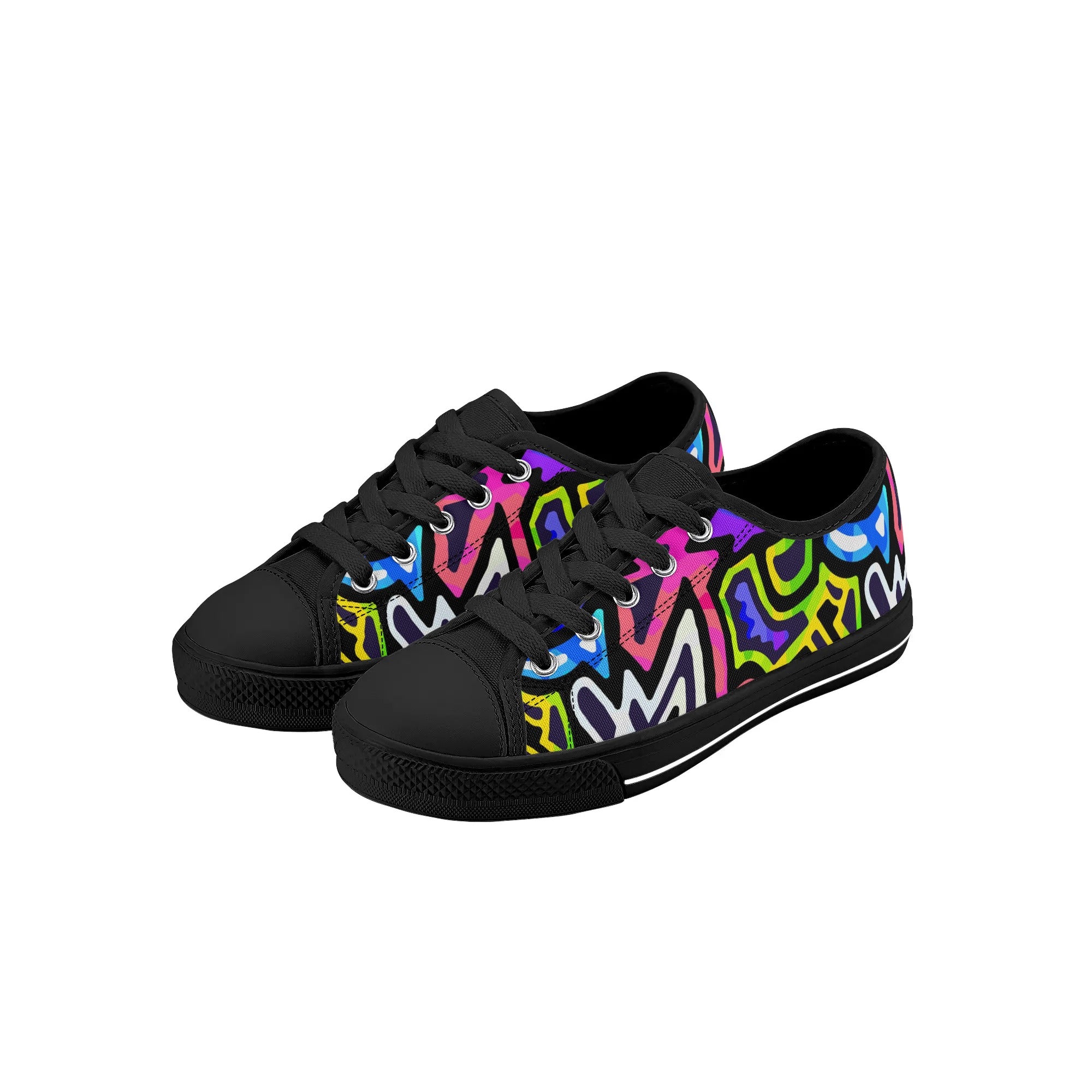 Chaussures basses en toile pour enfants - Neon Graffiti