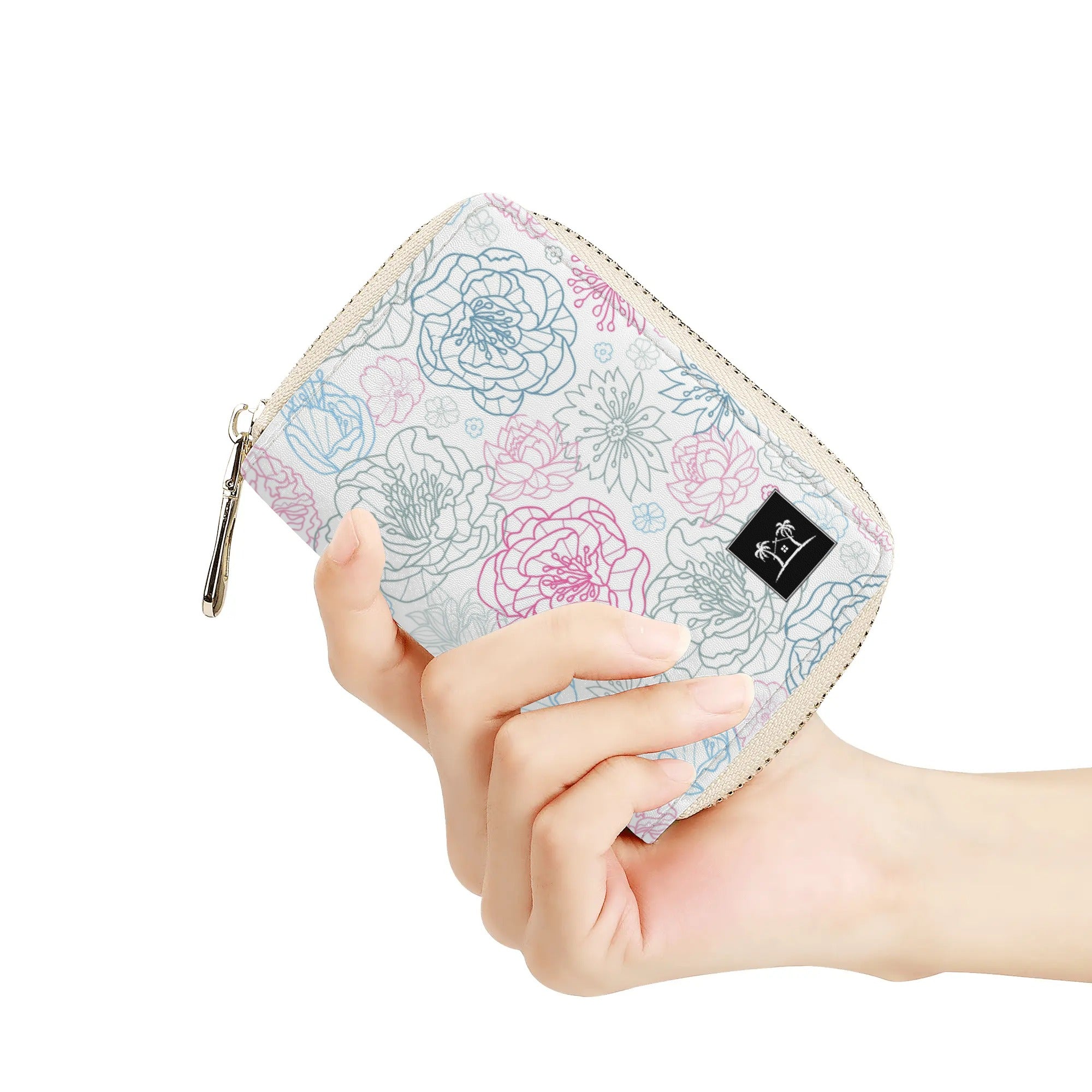 Womens Zippered Card Holder - Flower Power