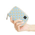 Womens Zippered Card Holder - Blue Gingham Daisies