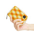 Womens Zippered Card Holder - Orange Argyle