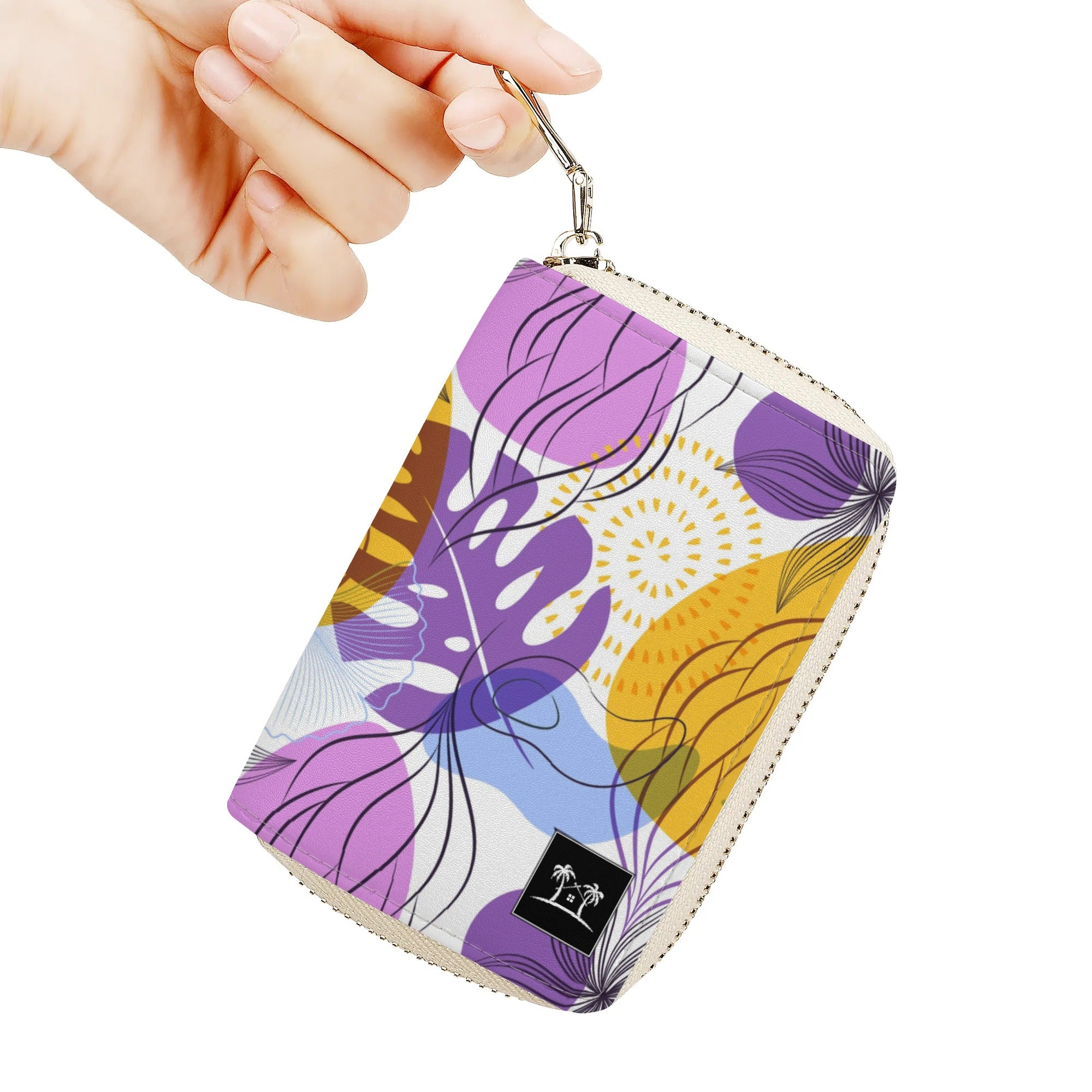 Womens Zippered Card Holder - Botany in Purple