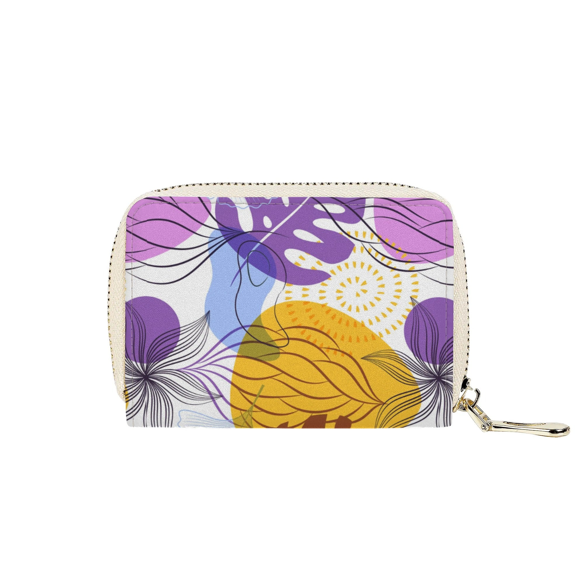 Womens Zippered Card Holder - Botany in Purple