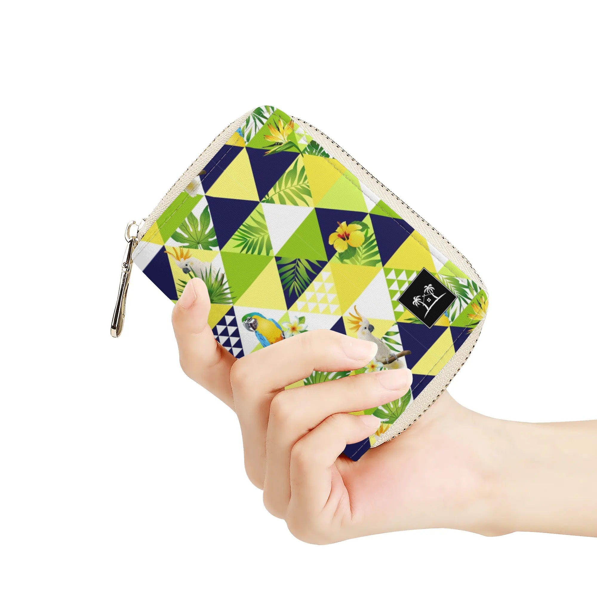 Womens Zippered Card Holder - Tropical Triangles