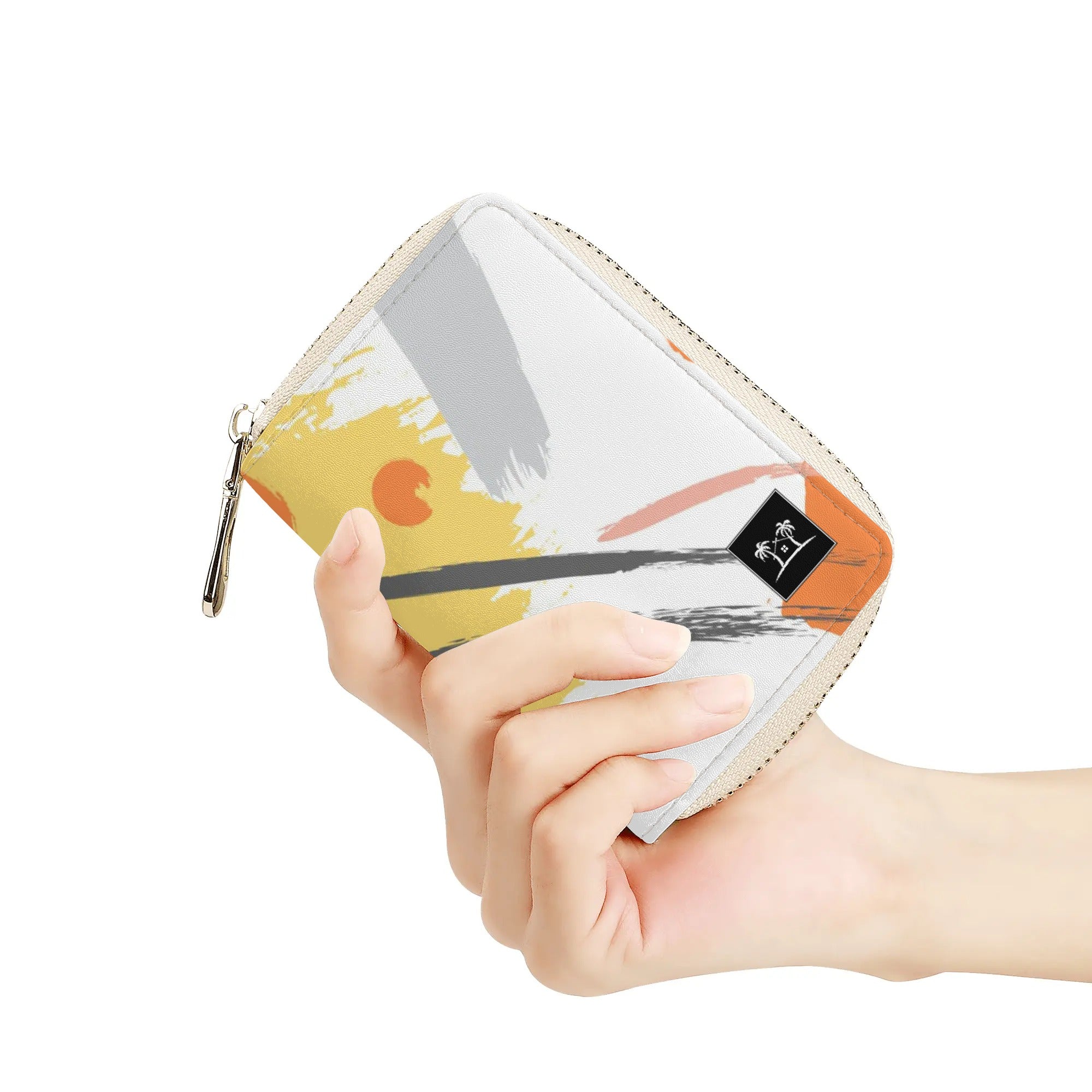 Womens Zippered Card Holder - Brushstrokes on Silk