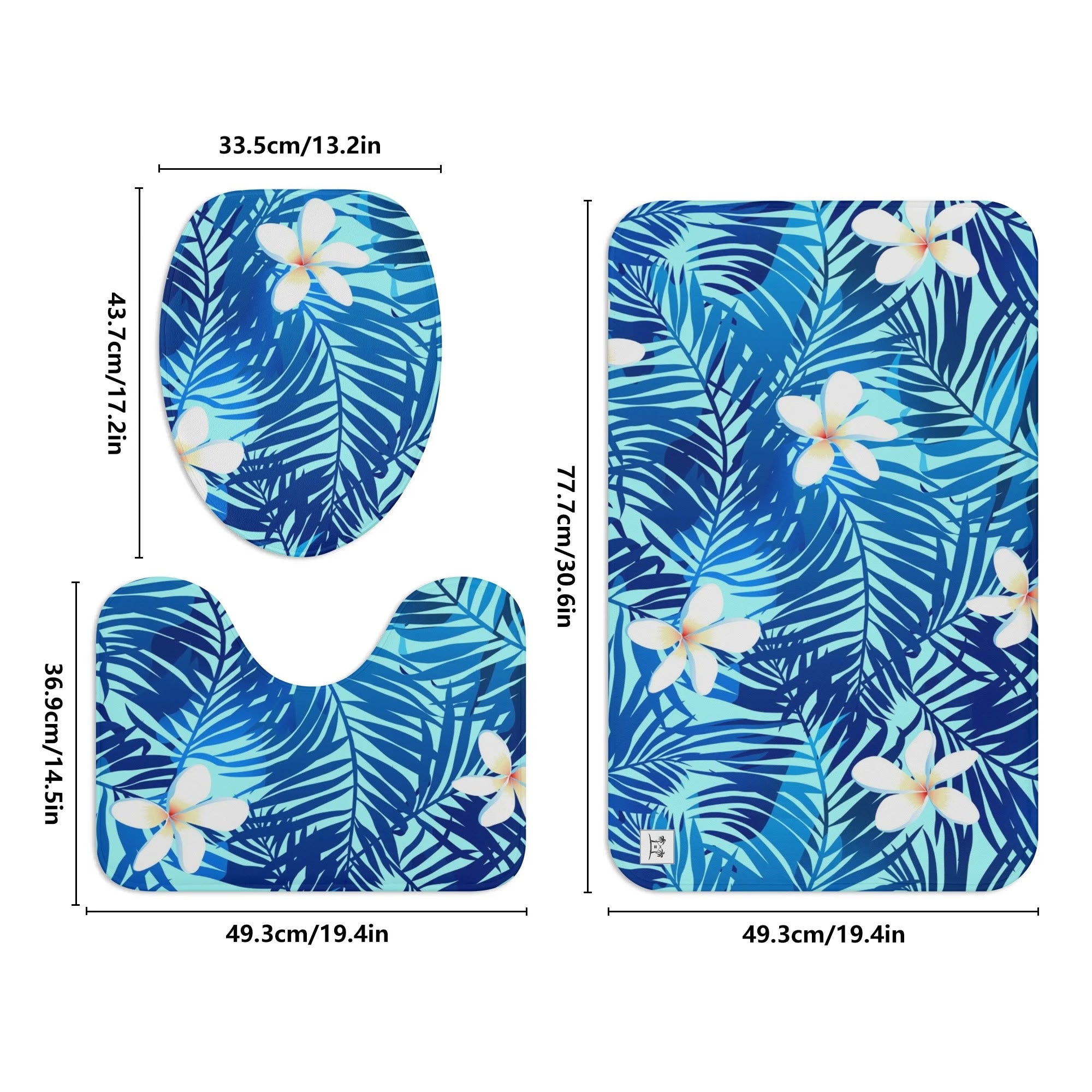 Three-Piece Bath Mat Set - Plumeria & Palms