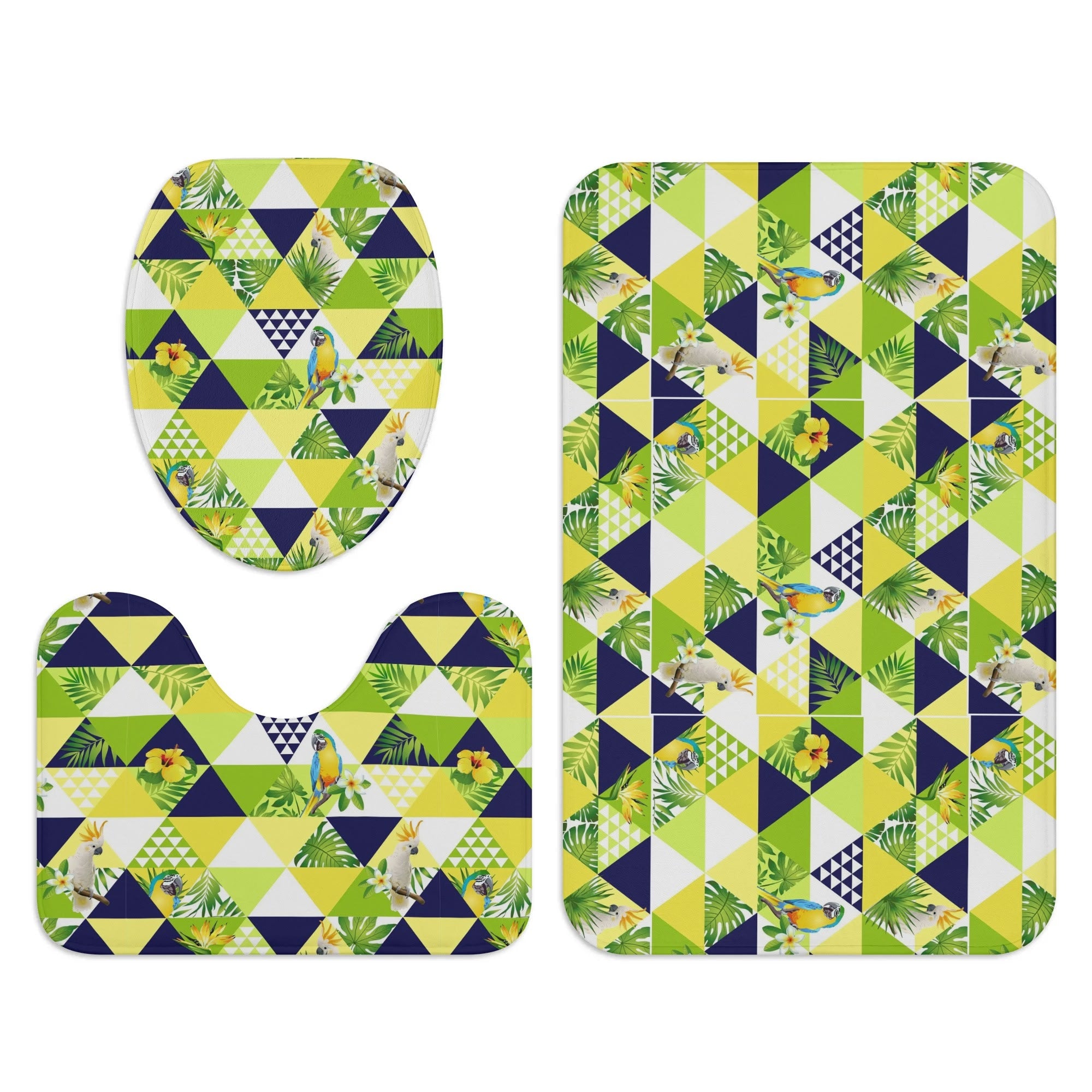 Three-Piece Bath Mat Set - Tropical Triangles