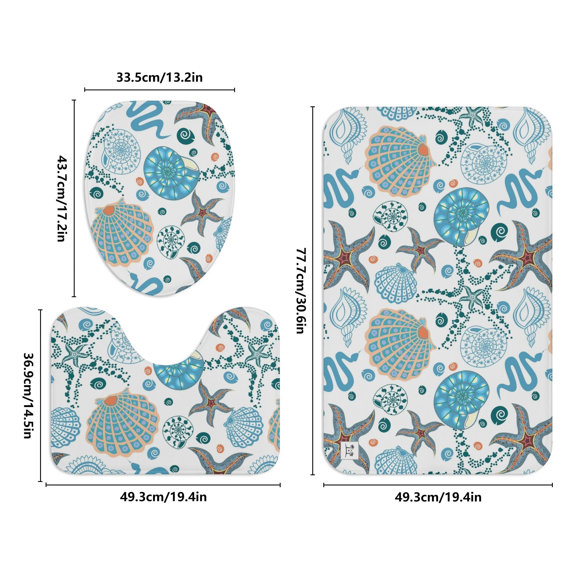 Three-Piece Bath Mat Set - Sea Life