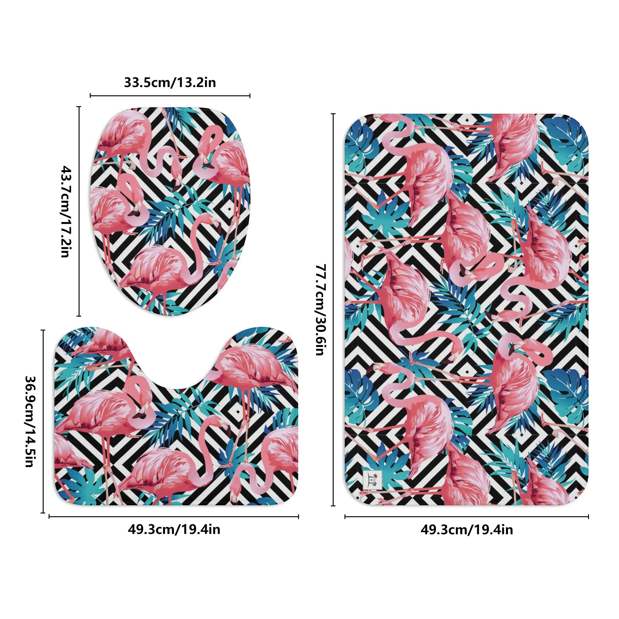 Three-Piece Bath Mat Set - Tropical Tessellations