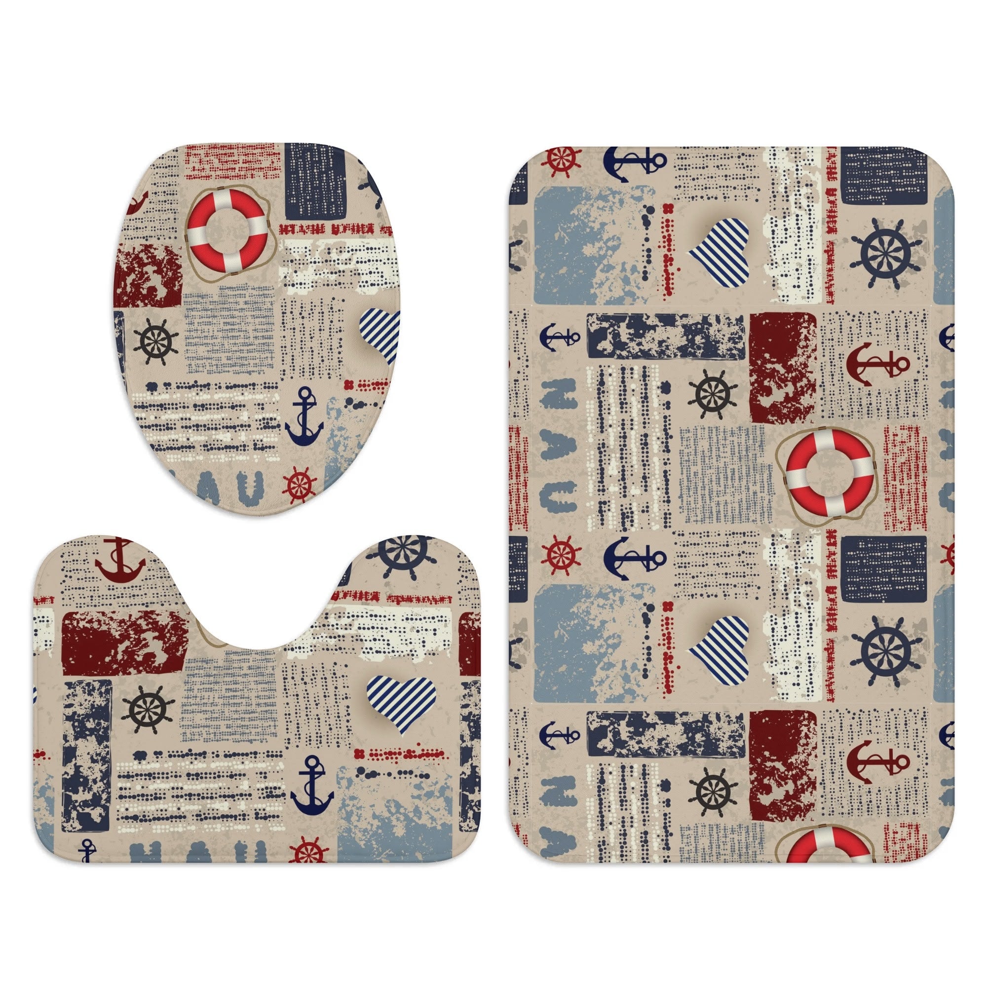 Three-Piece Bath Mat Set - Nautical