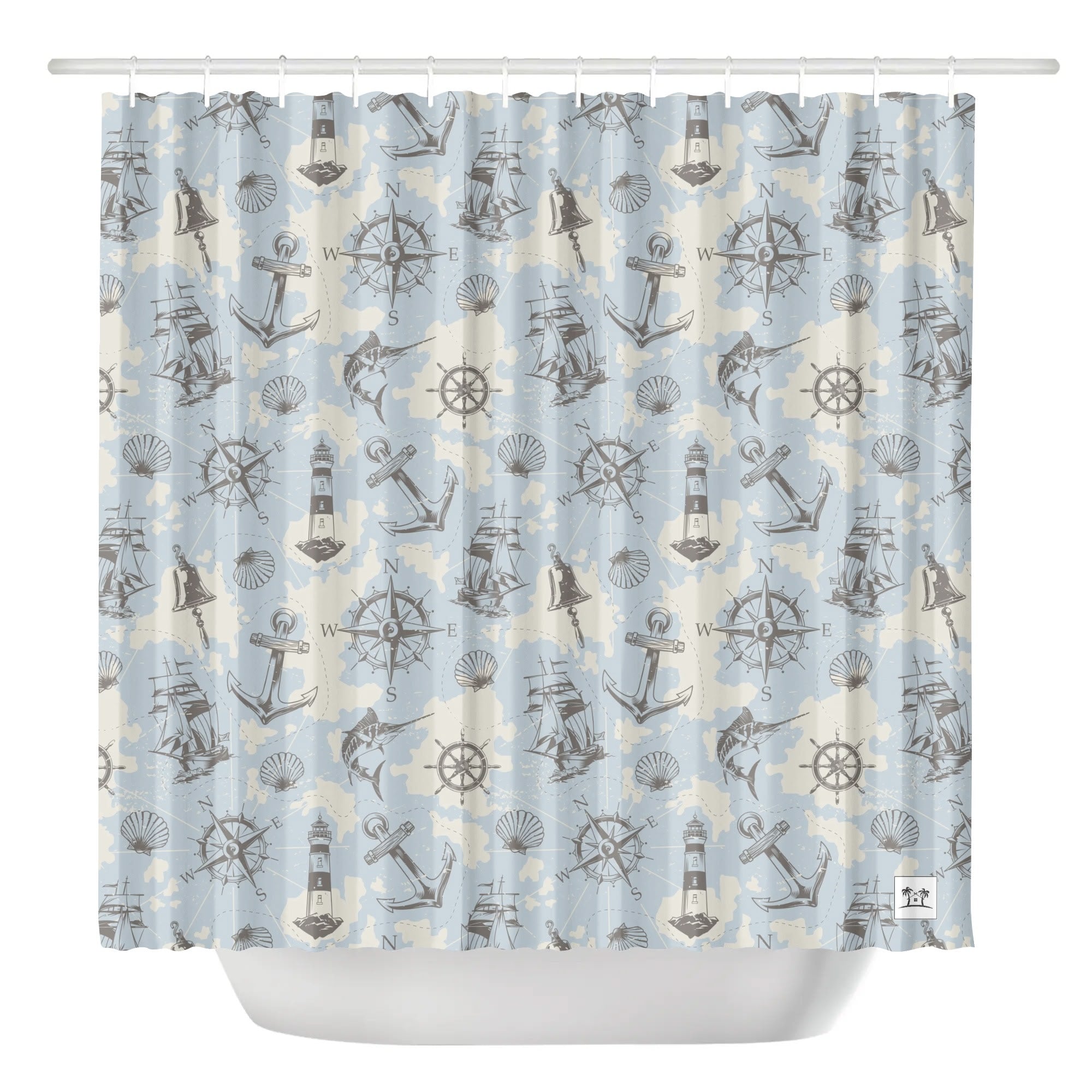 Waterproof Shower Curtain - The Navigator (Sand & Sky)