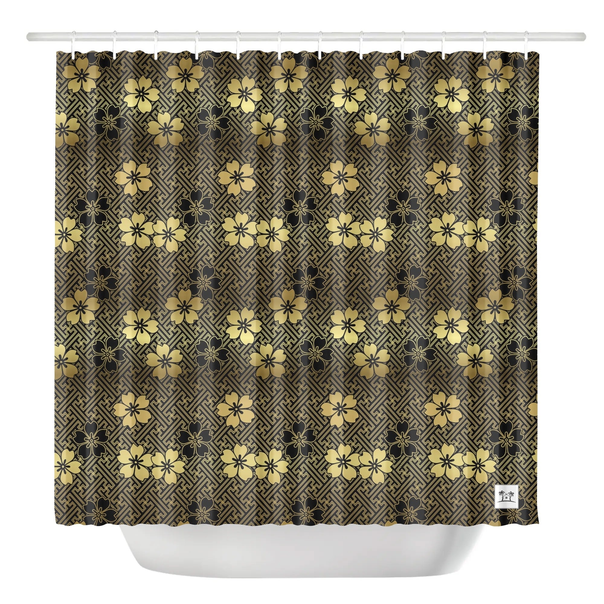 Waterproof Shower Curtain - Sakura on Lattice