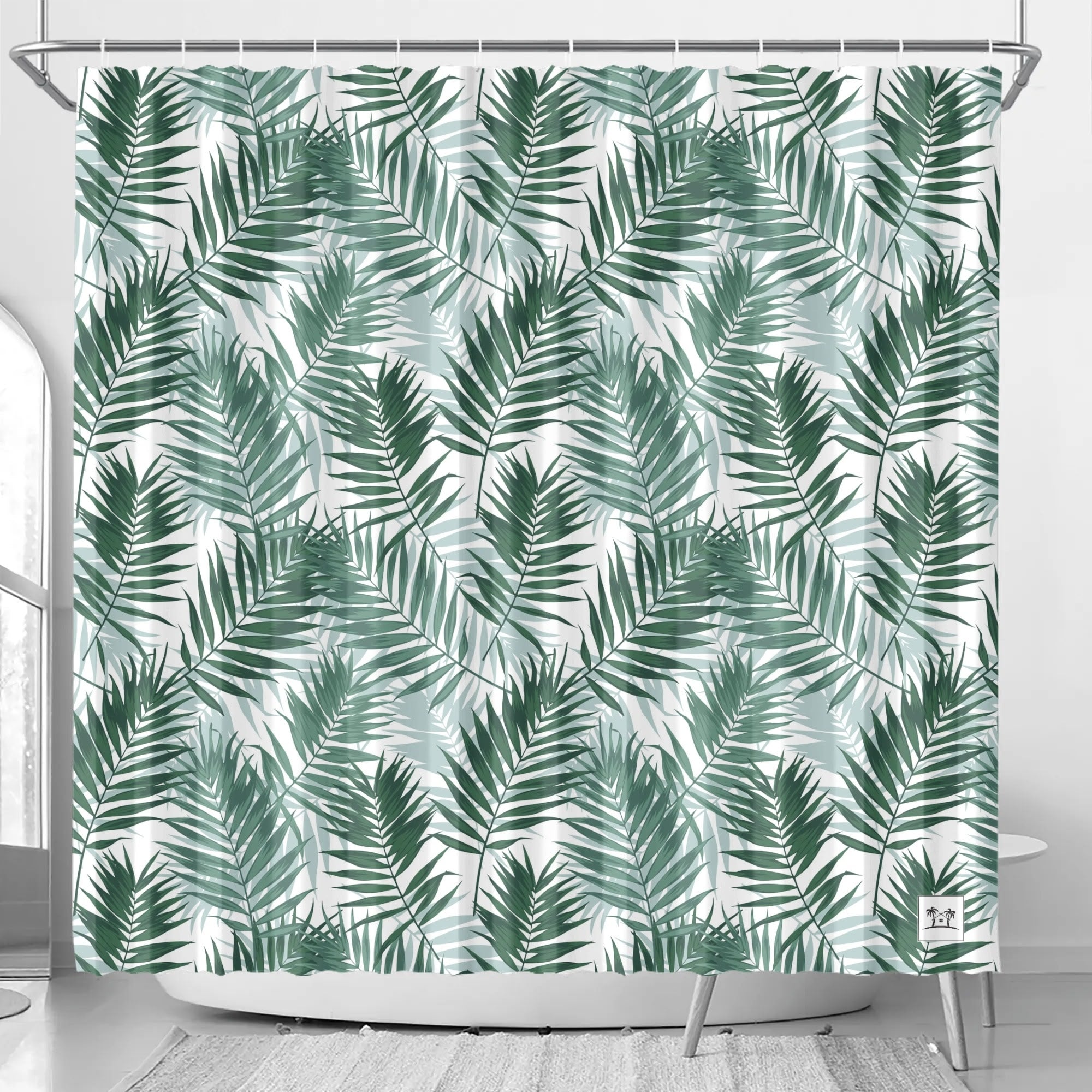 Waterproof Shower Curtain - Emerald Palms
