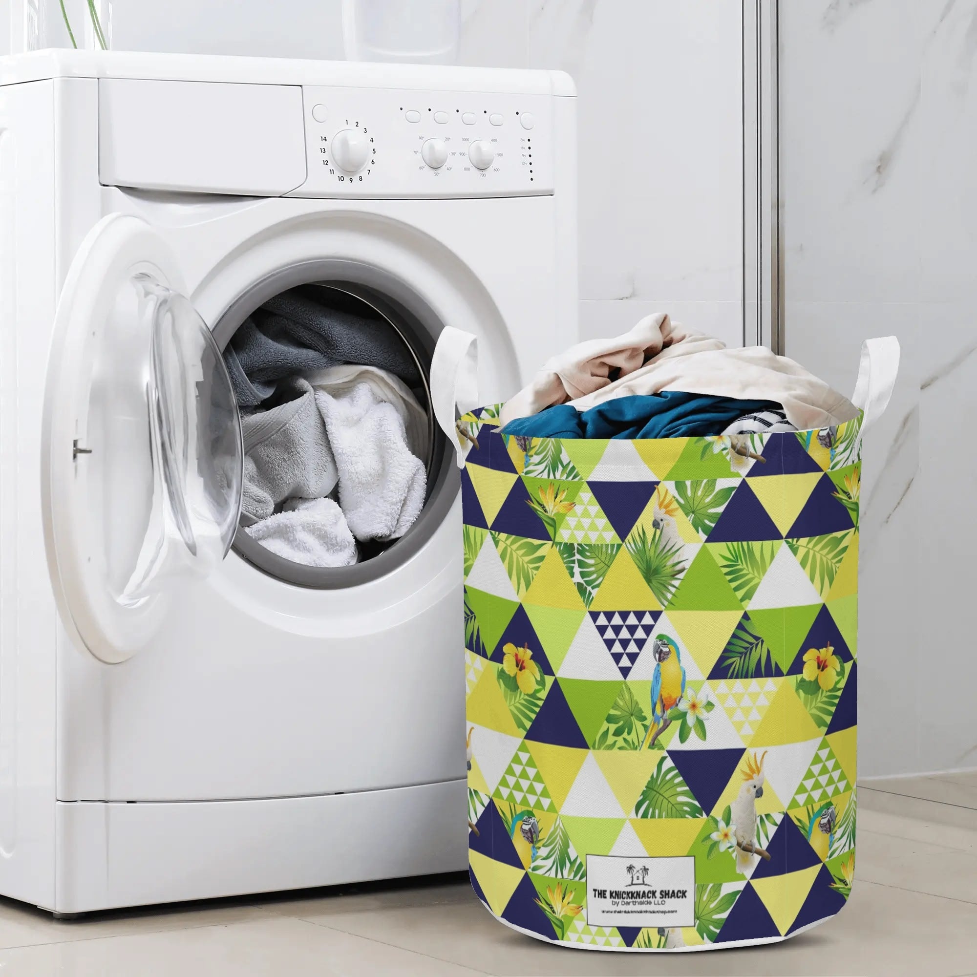 Round Laundry Hamper - Tropical Triangles
